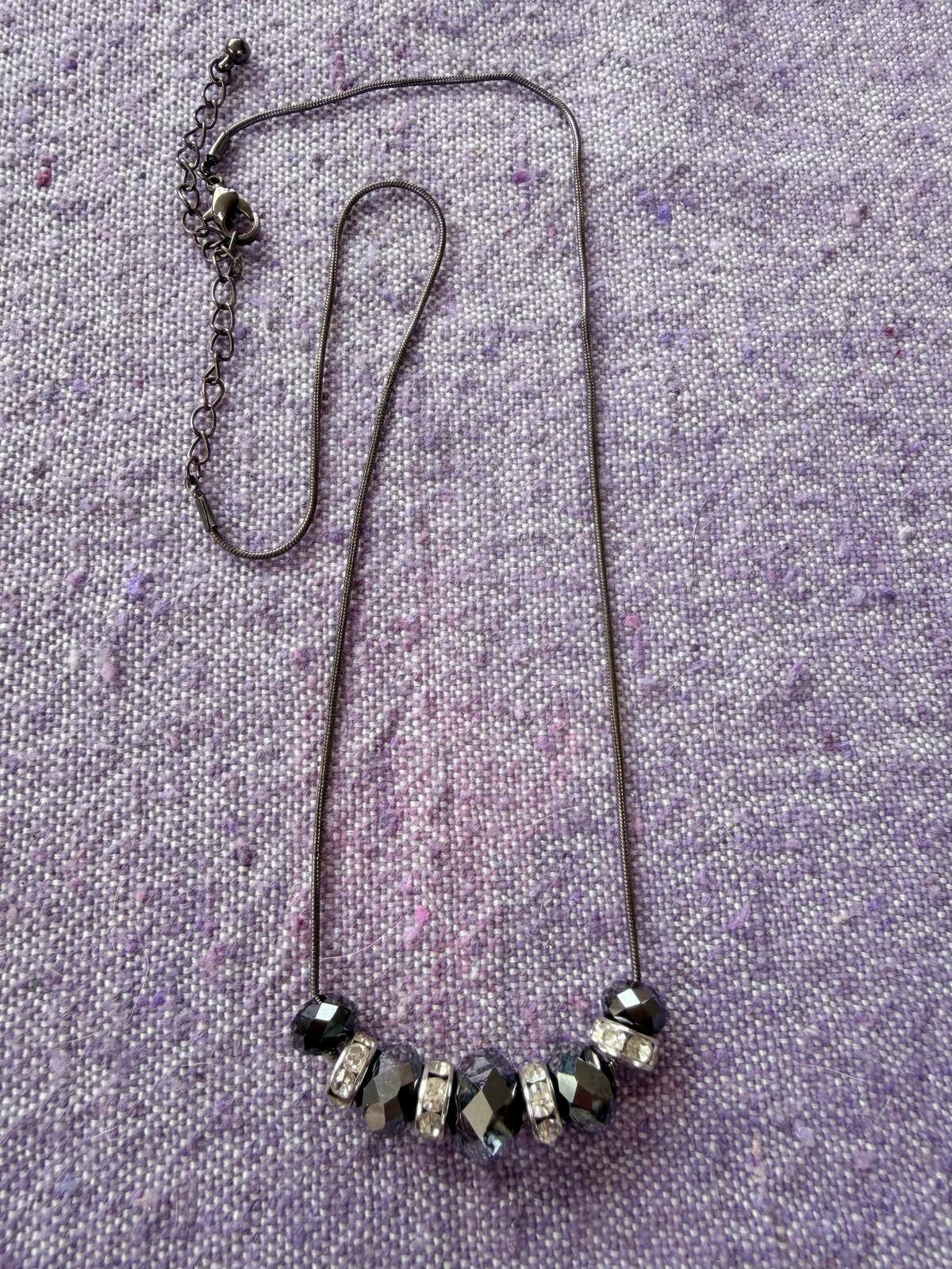 Vintage Necklaces Set of 5 Black Statement Jewellery with Mixed Chain Styles