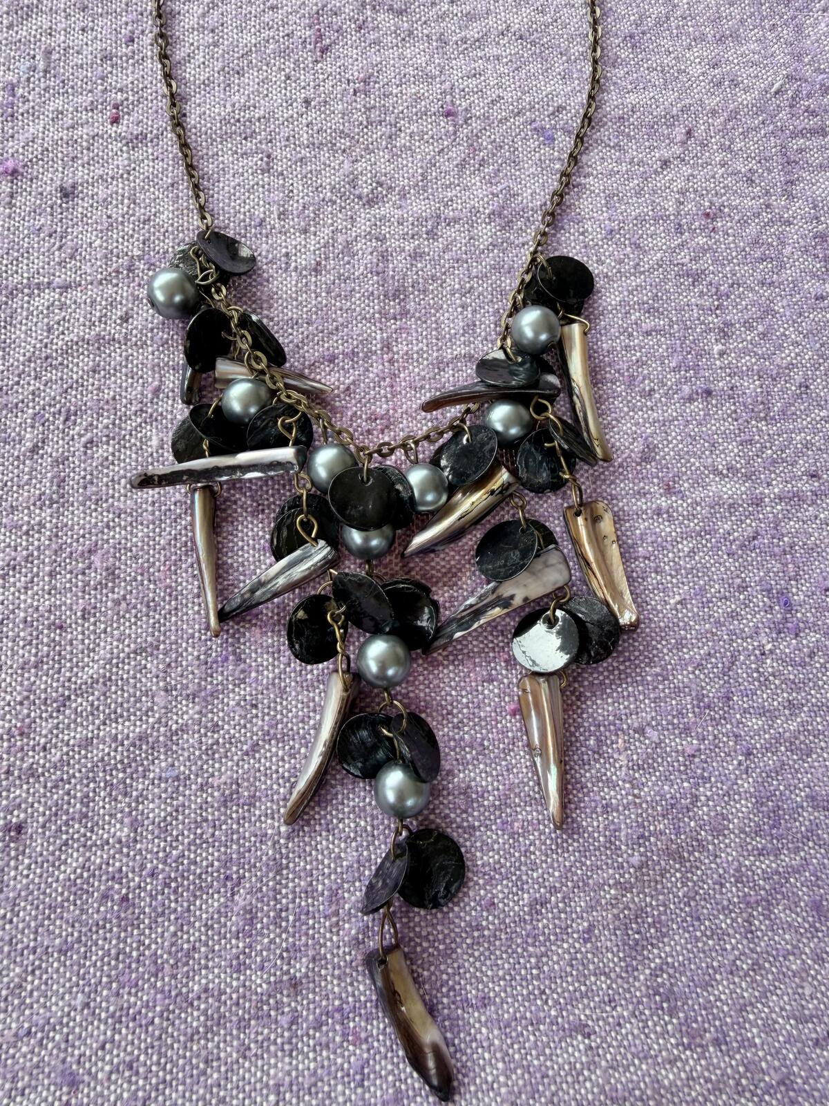 Vintage Necklaces Set of 5 Black Statement Jewellery with Mixed Chain Styles