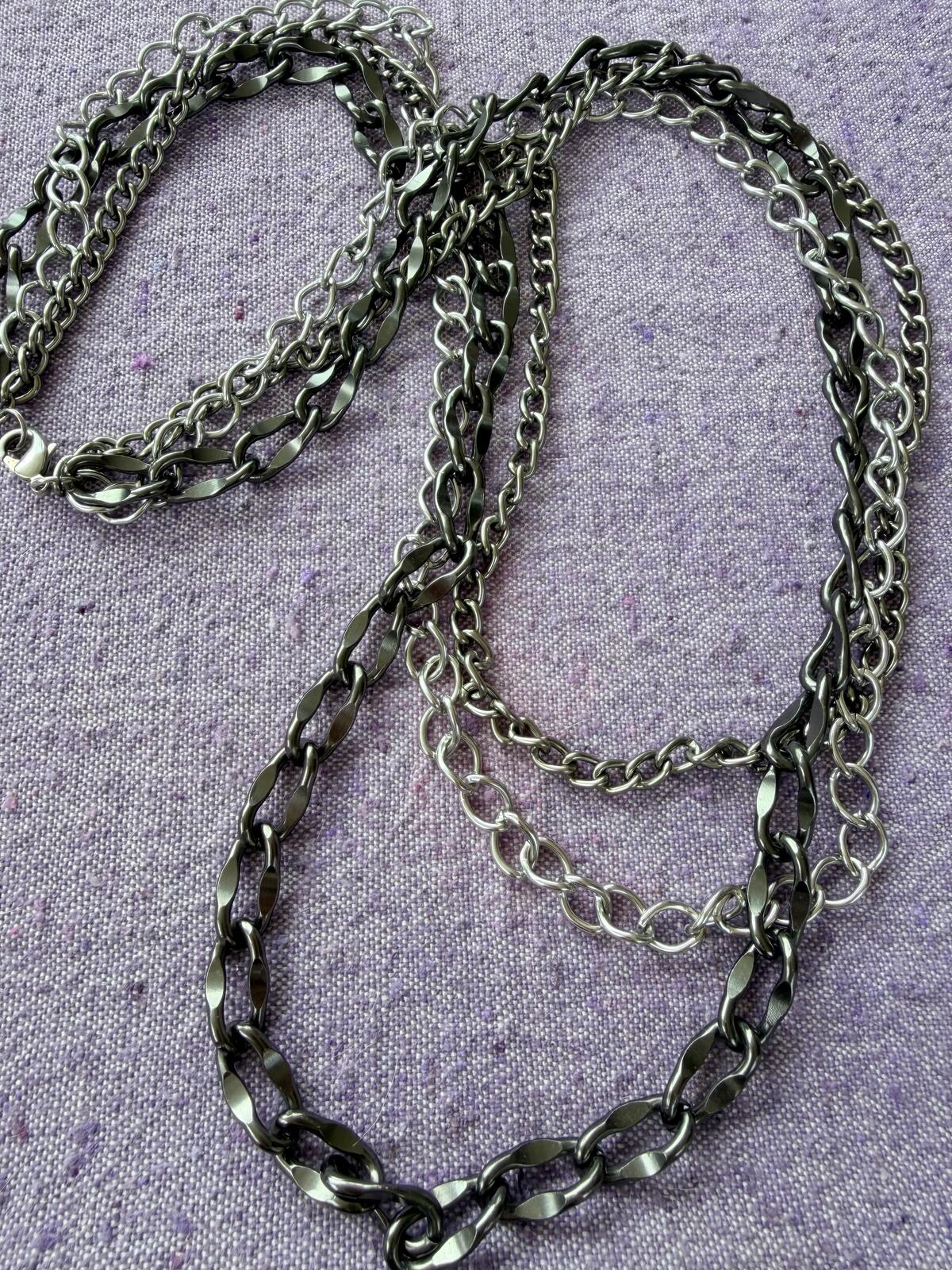 Vintage Necklaces Set of 5 Black Statement Jewellery with Mixed Chain Styles