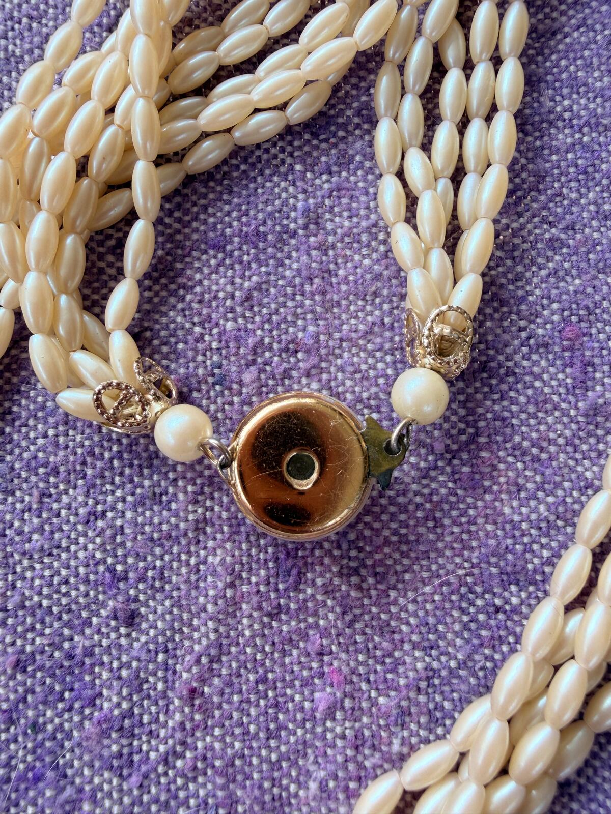 Vintage Necklaces set of 2 Multi Strand Beaded Necklace with Faux Pearl bundle
