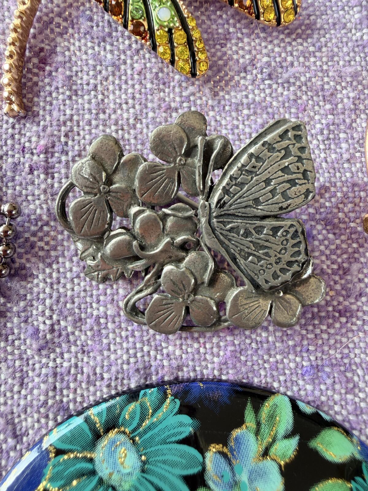 Vintage Brooches Set of 5 bundle whimsical flower butterfly dragonfly whimsy