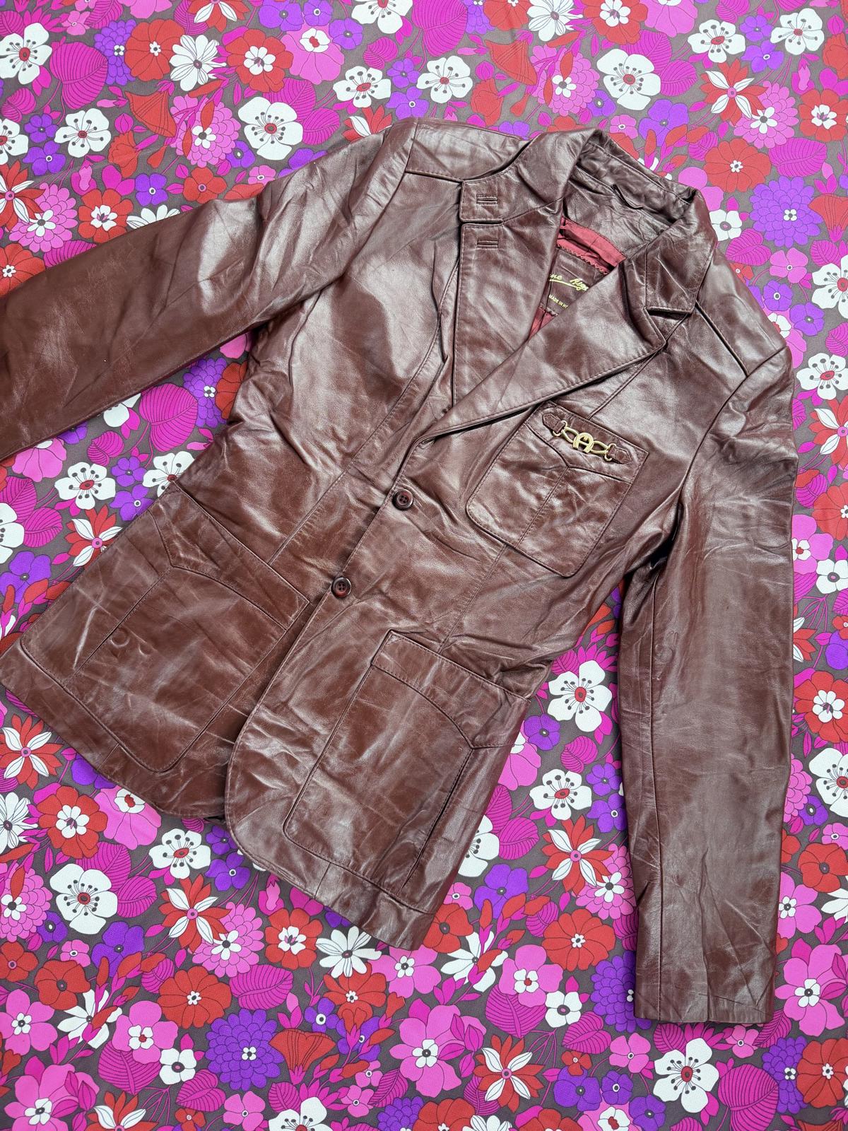 Vintage 1980s Leather Jacket by Etienne Aigner Burgundy Tailored Blazer coat 8