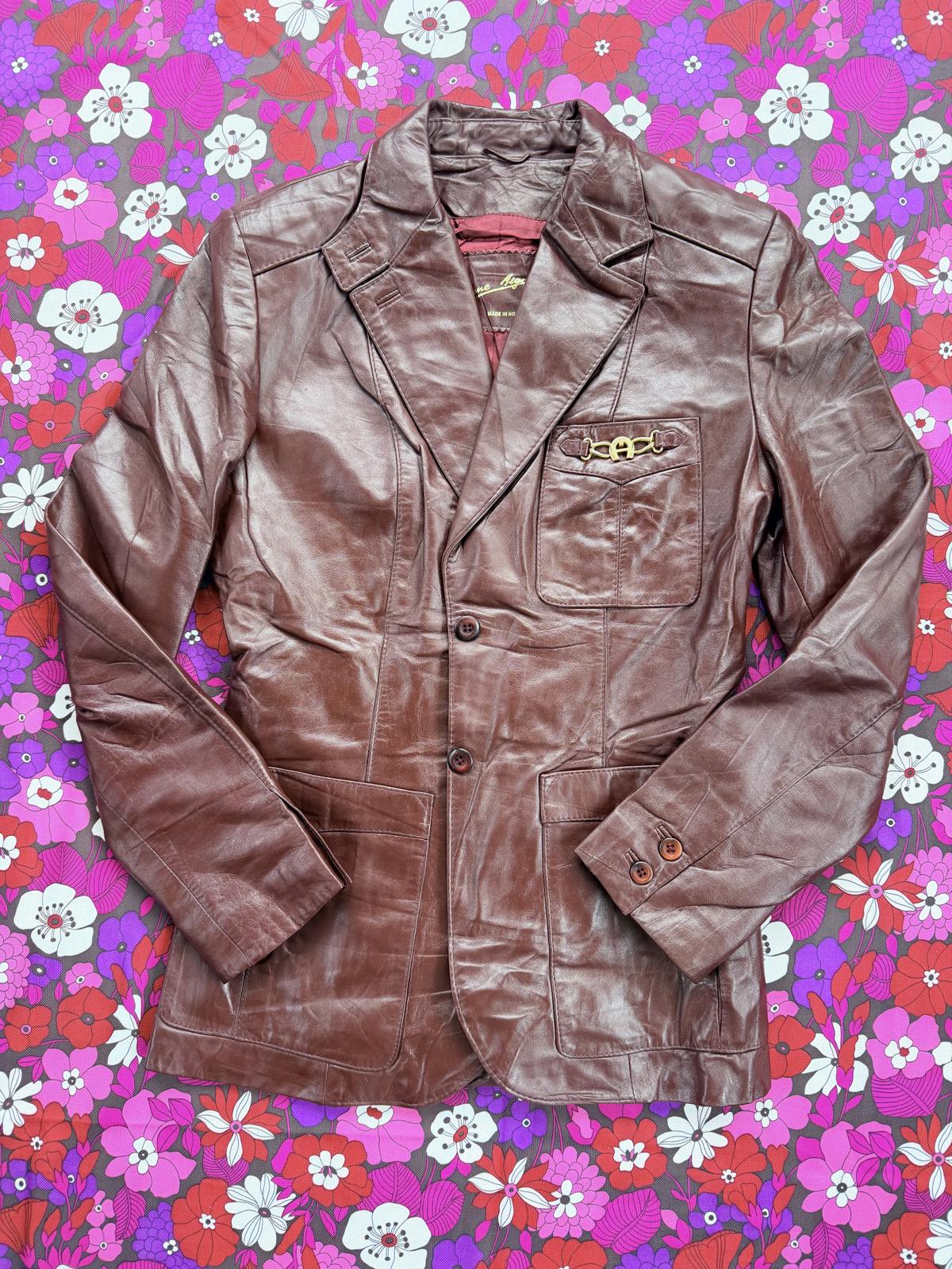 Vintage 1980s Leather Jacket by Etienne Aigner Burgundy Tailored Blazer coat 8