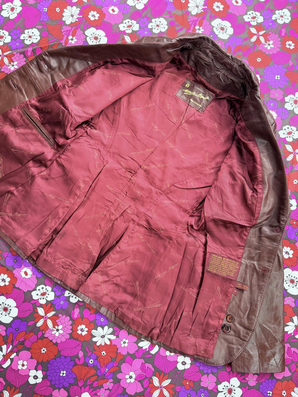 Vintage 1980s Leather Jacket by Etienne Aigner Burgundy Tailored Blazer coat 8