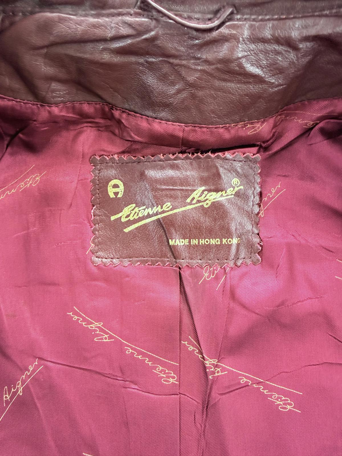 Vintage 1980s Leather Jacket by Etienne Aigner Burgundy Tailored Blazer coat 8