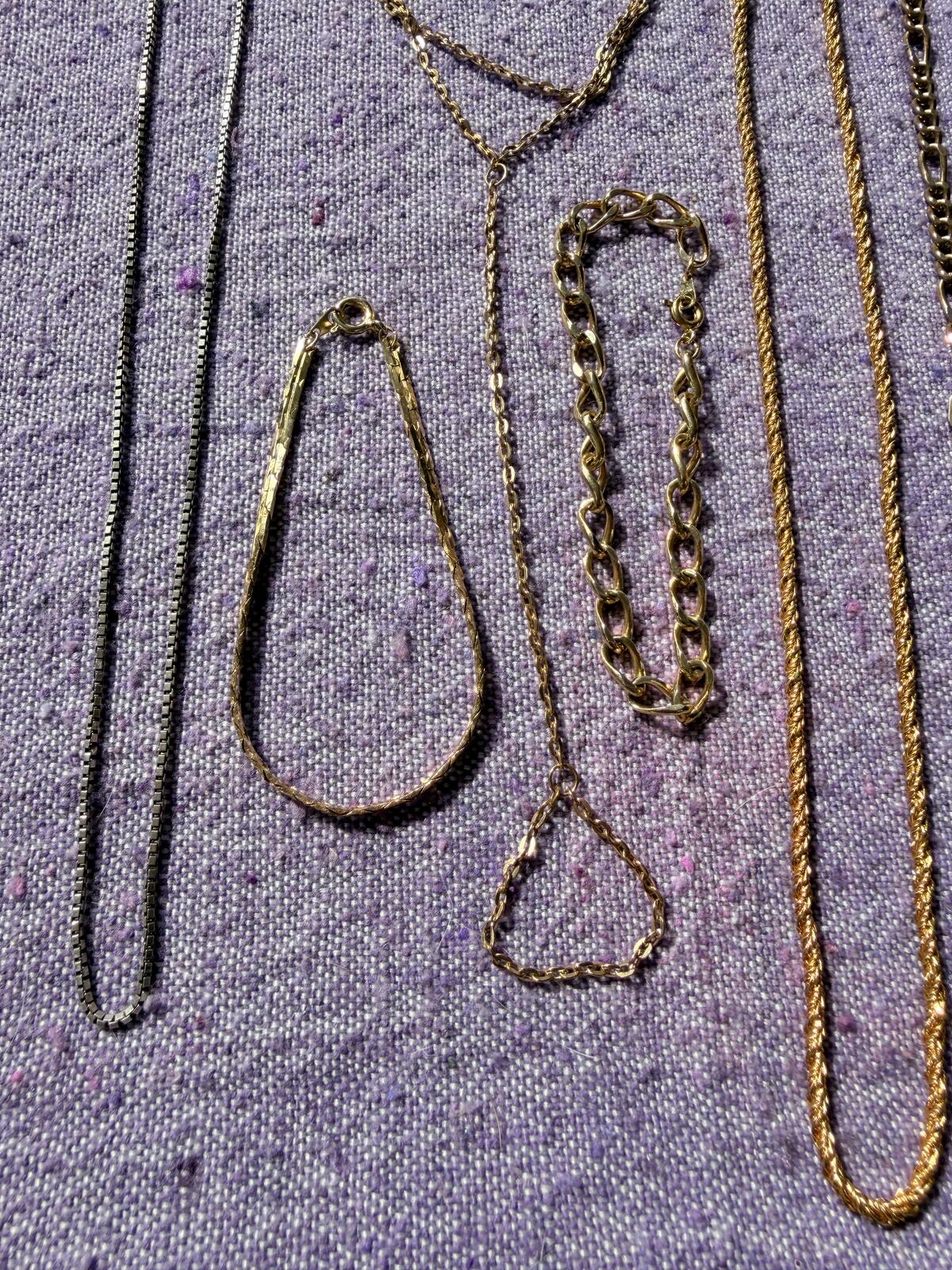 Necklaces and Bracelets Chains Set of 7 Mixed Metal Bundle gold silver