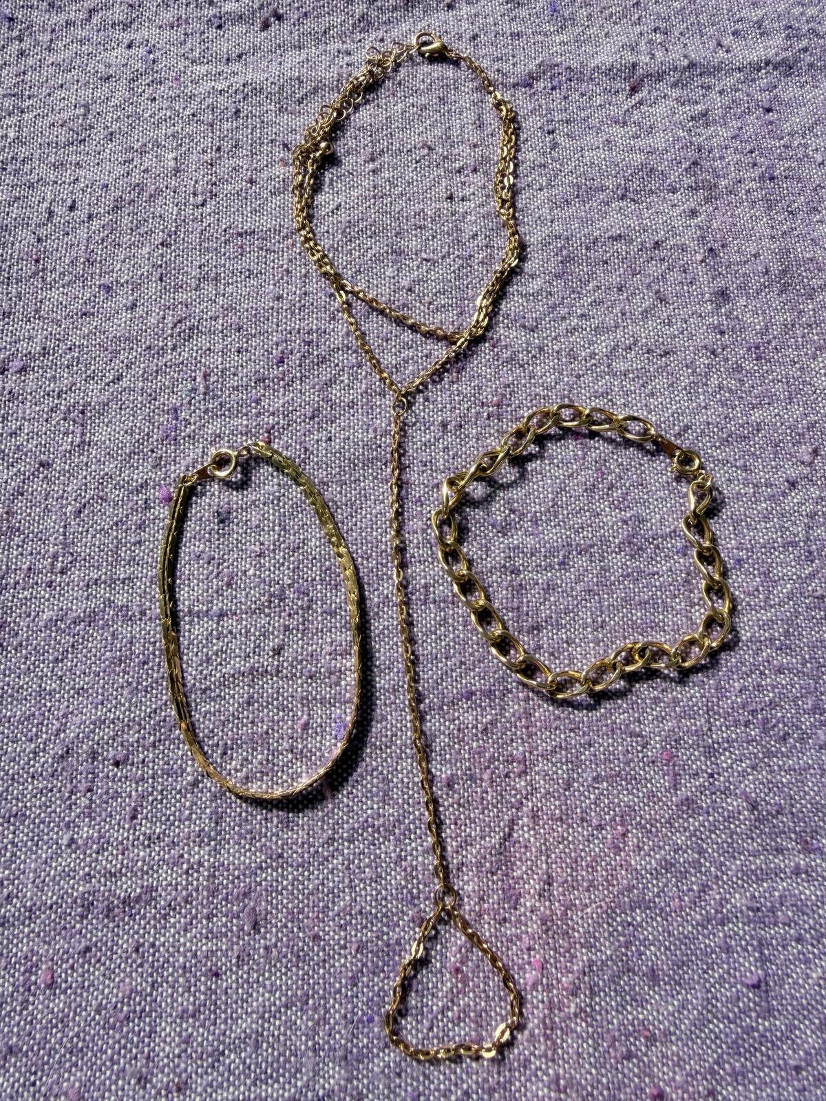 Necklaces and Bracelets Chains Set of 7 Mixed Metal Bundle gold silver