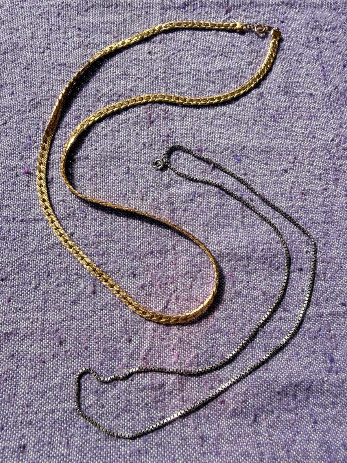 Necklaces and Bracelets Chains Set of 7 Mixed Metal Bundle gold silver