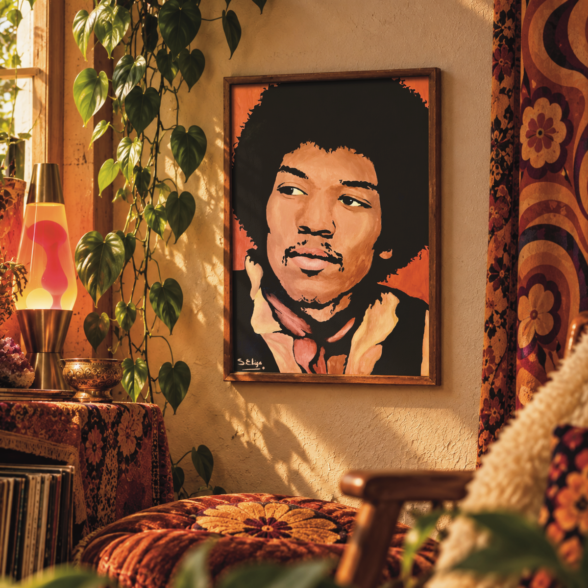 Jimi Hendrix - Retro 60s Graphic Pop Art Portrait Print