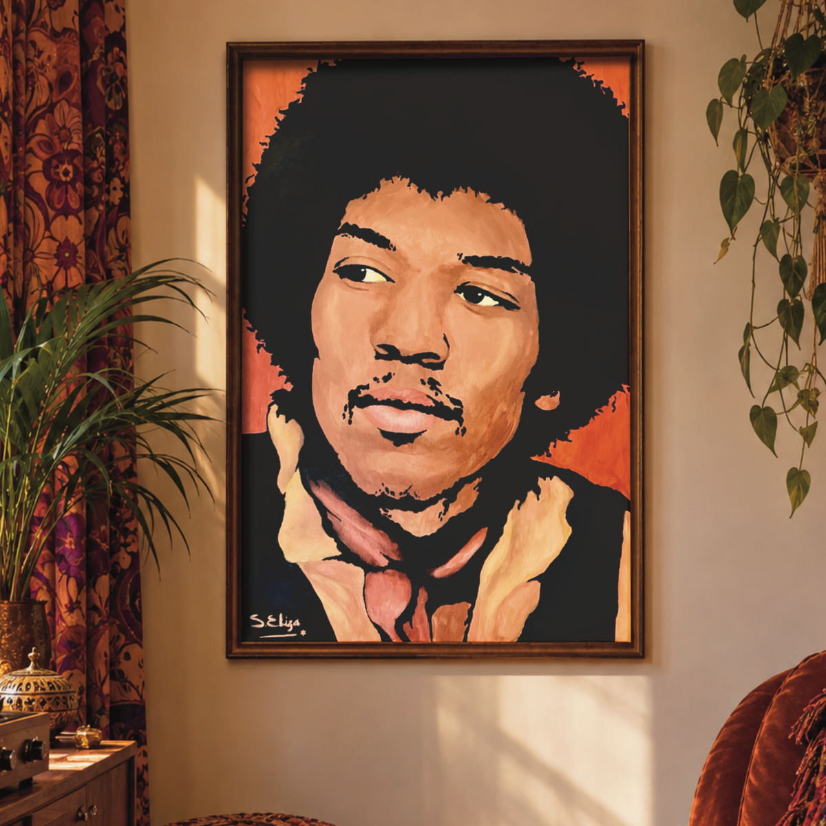 Jimi Hendrix - Retro 60s Graphic Pop Art Portrait Print