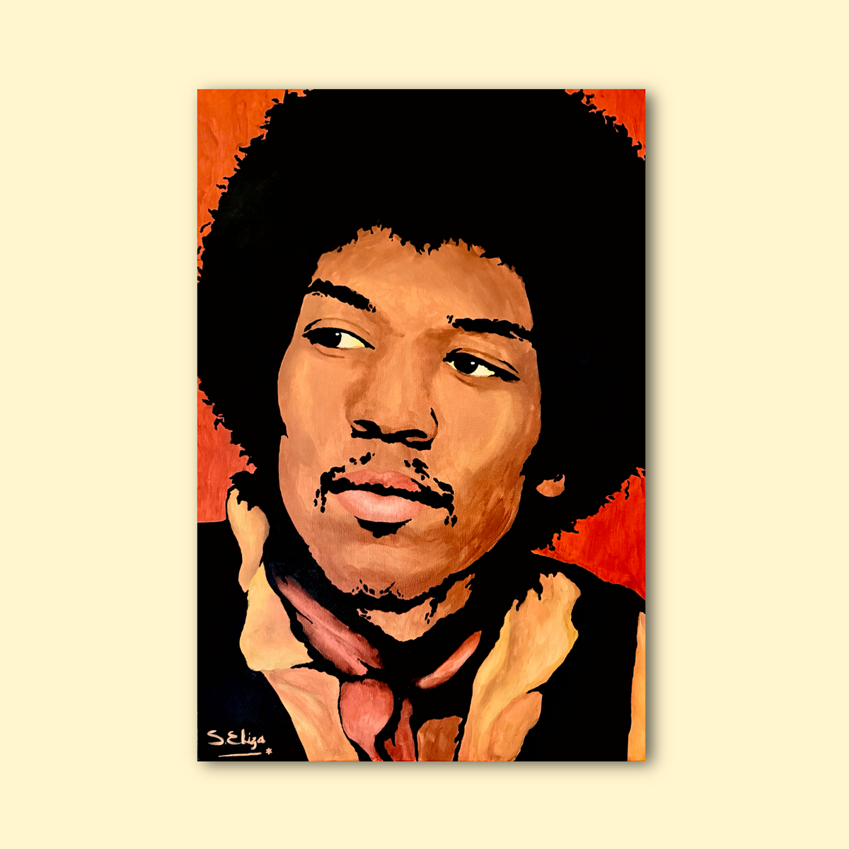 Jimi Hendrix - Retro 60s Graphic Pop Art Portrait Print