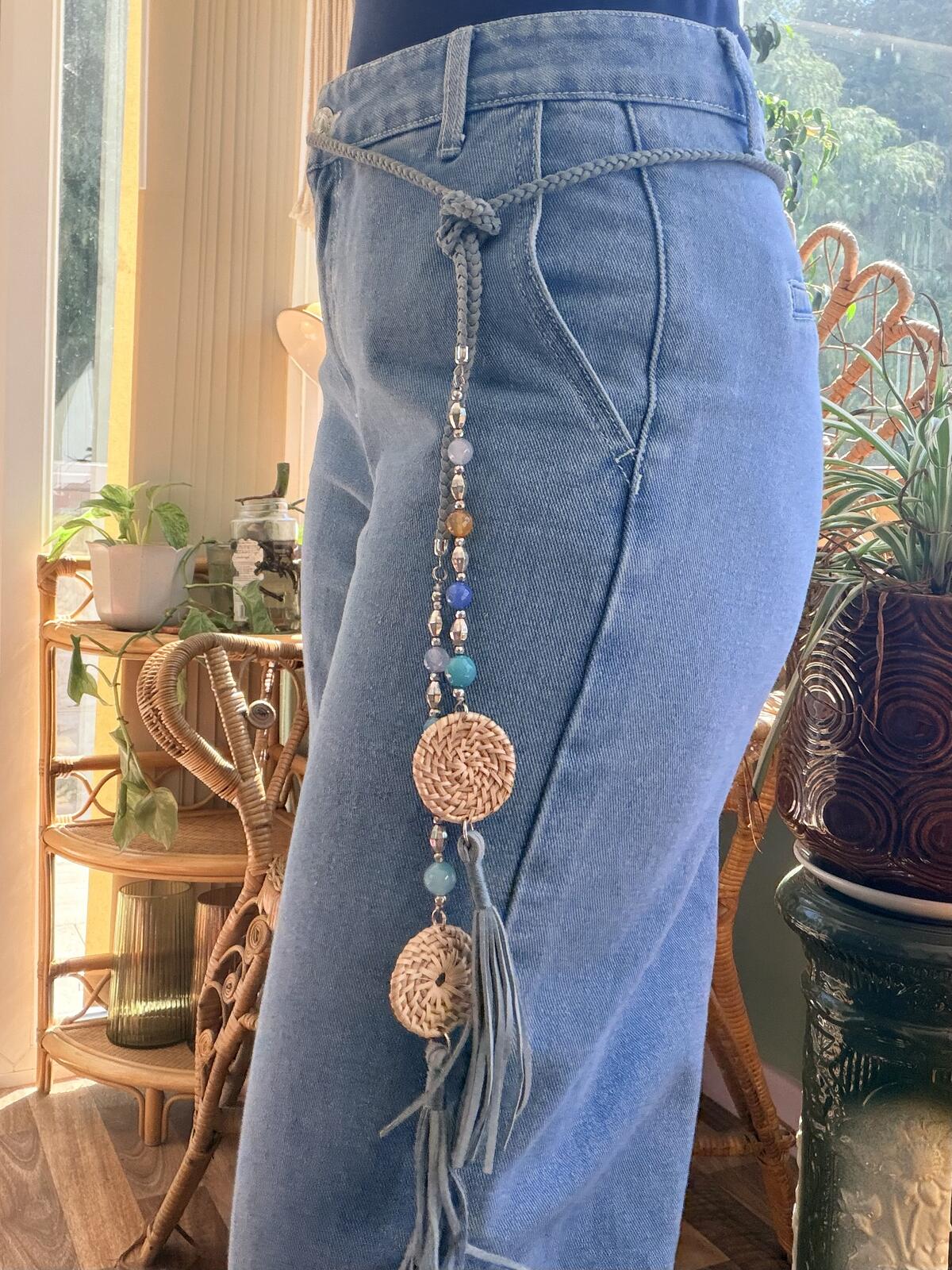 Bohemian Style Beaded Waist Chain Belt with Tassels