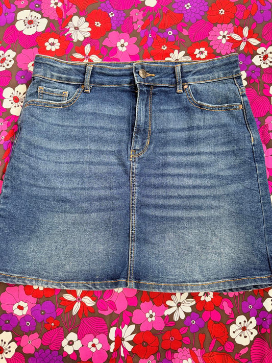 Vintage Y2k  Blue Denim Mini Skirt by Wonder Nation size 14