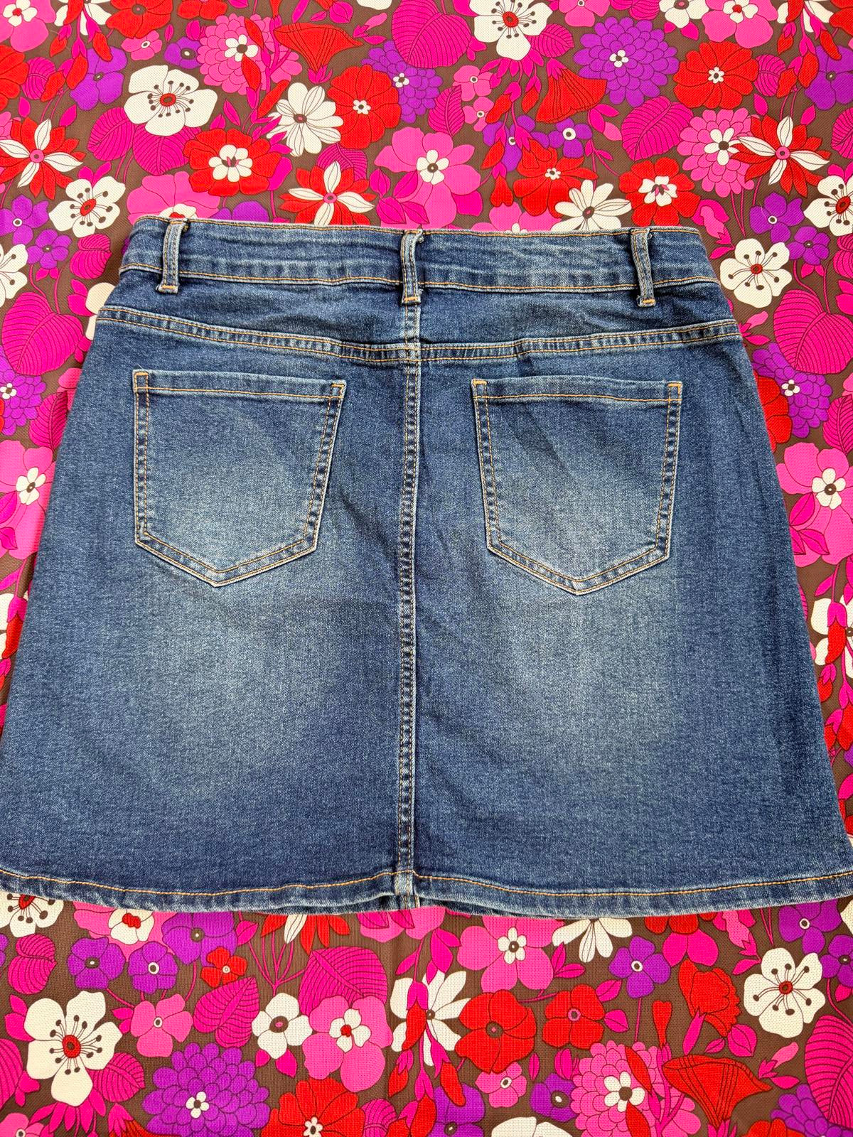 Vintage Y2k  Blue Denim Mini Skirt by Wonder Nation size 14