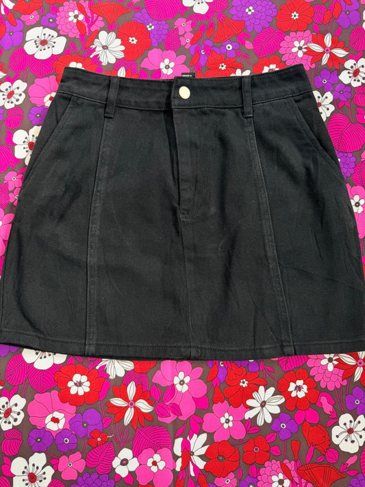 Denim Mini Skirt with Front Pockets by Forever 21 Black size M 10