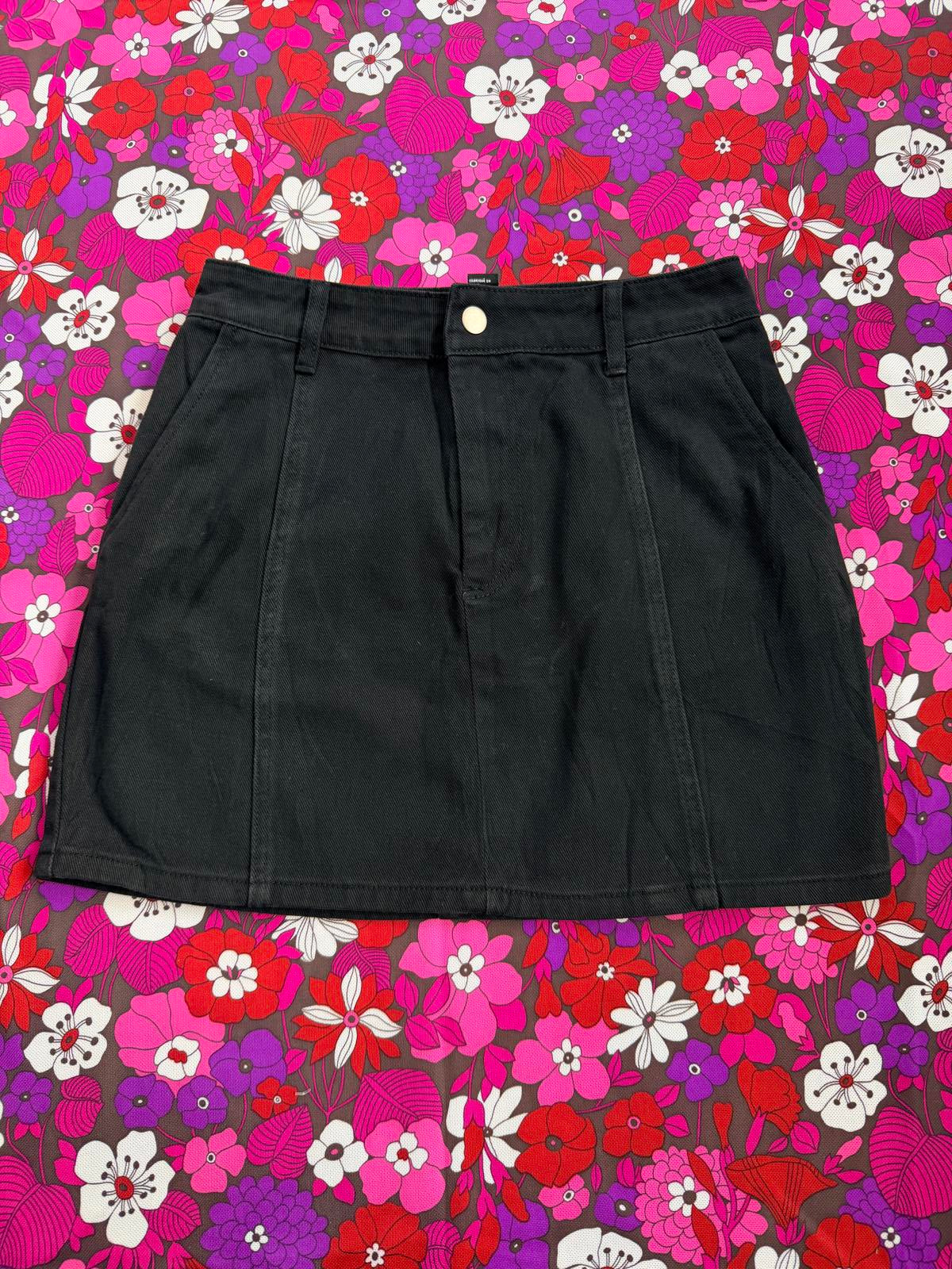 Denim Mini Skirt with Front Pockets by Forever 21 Black size M 10