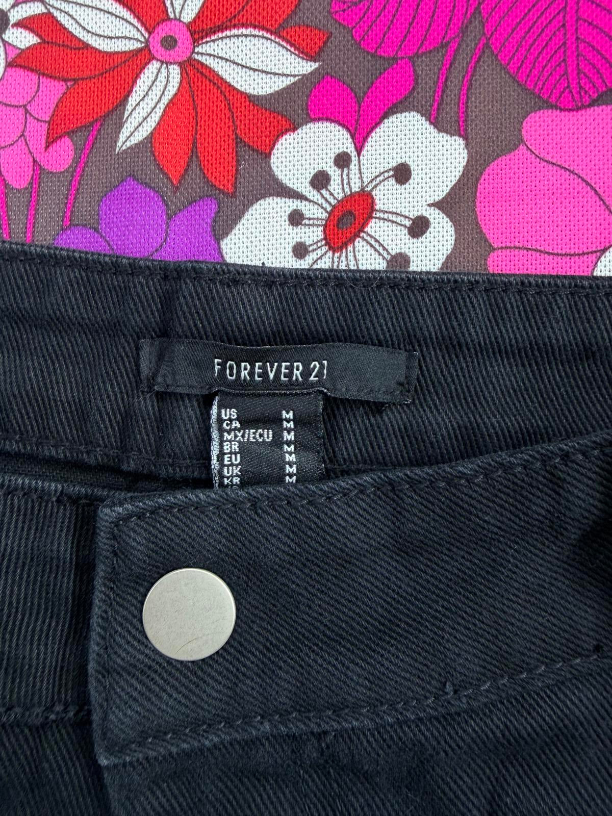 Denim Mini Skirt with Front Pockets by Forever 21 Black size M 10