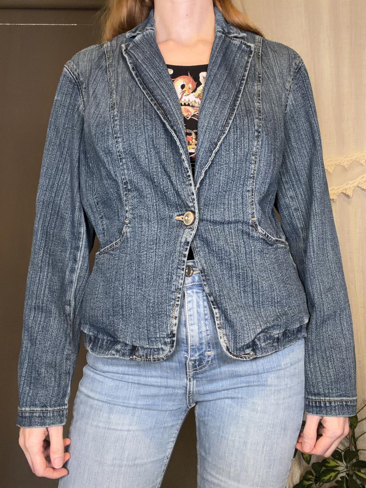 Vintage 1990s Denim Jacket Size 14 16 Summer Casual Blazer by St johns Bay Blue