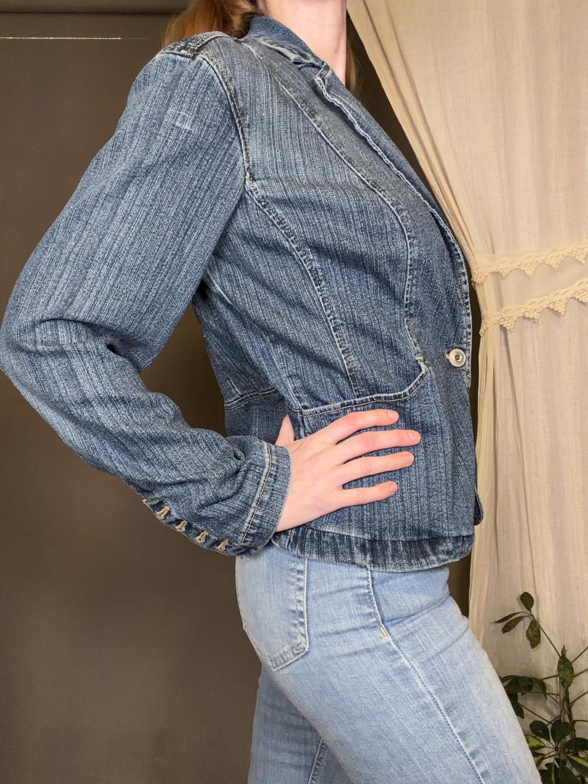 Vintage 1990s Denim Jacket Size 14 16 Summer Casual Blazer by St johns Bay Blue