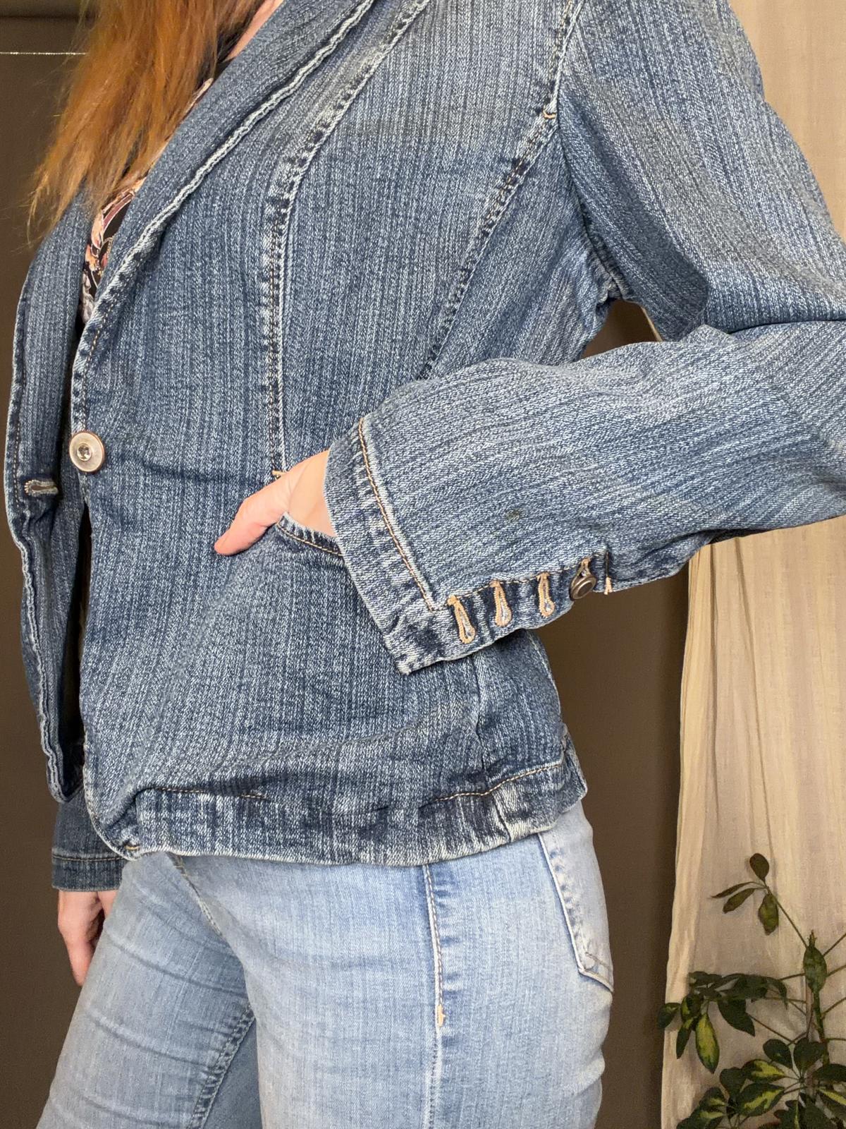 Vintage 1990s Denim Jacket Size 14 16 Summer Casual Blazer by St johns Bay Blue