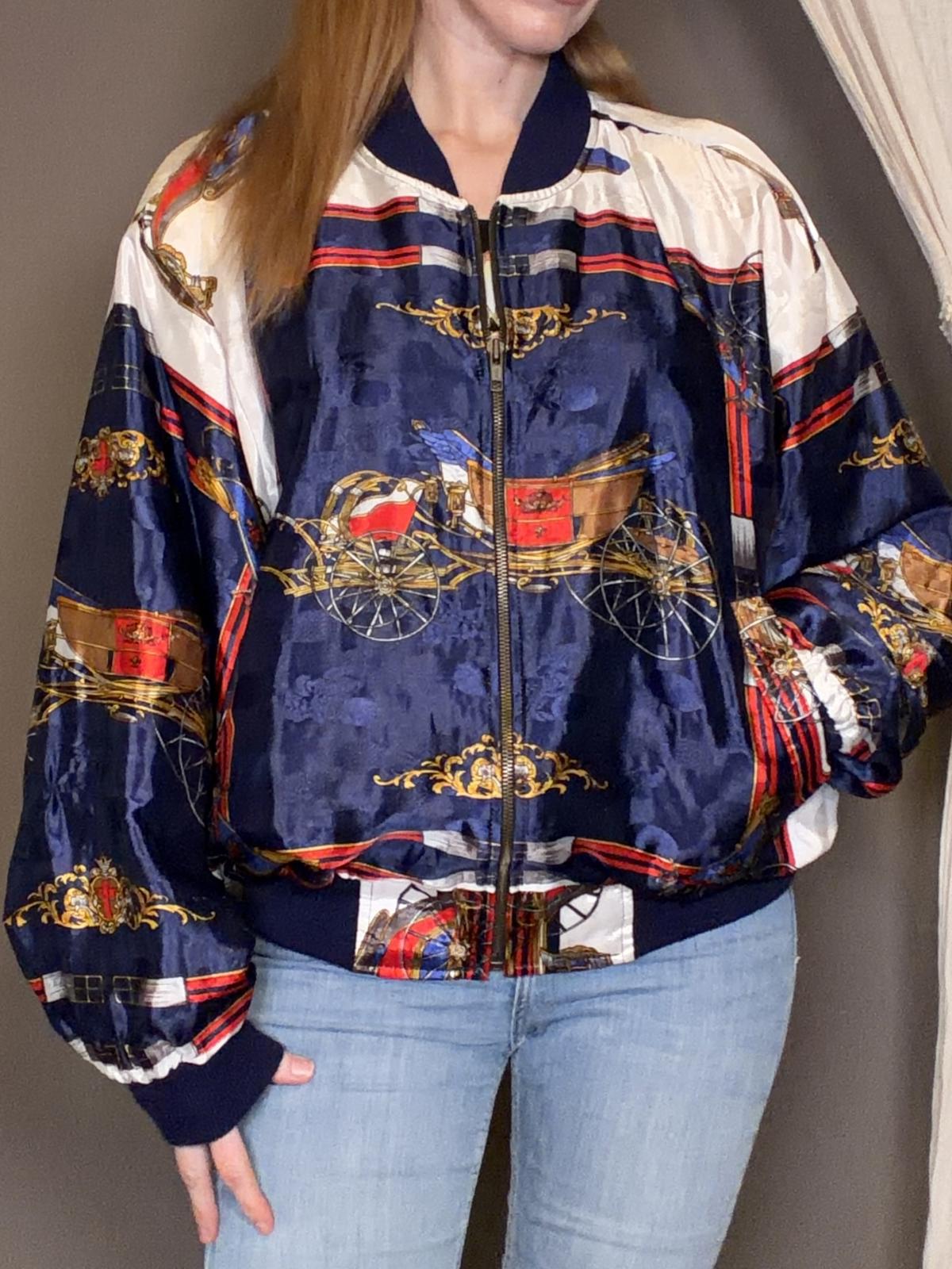 Vintage 1980s Bomber Jacket Oversized Shell Suit track top size 10 to 14