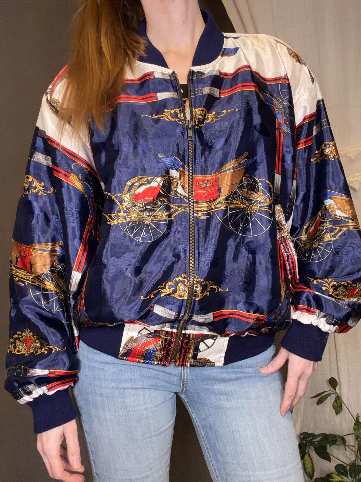 Vintage 1980s Bomber Jacket Oversized Shell Suit track top size 10 to 14
