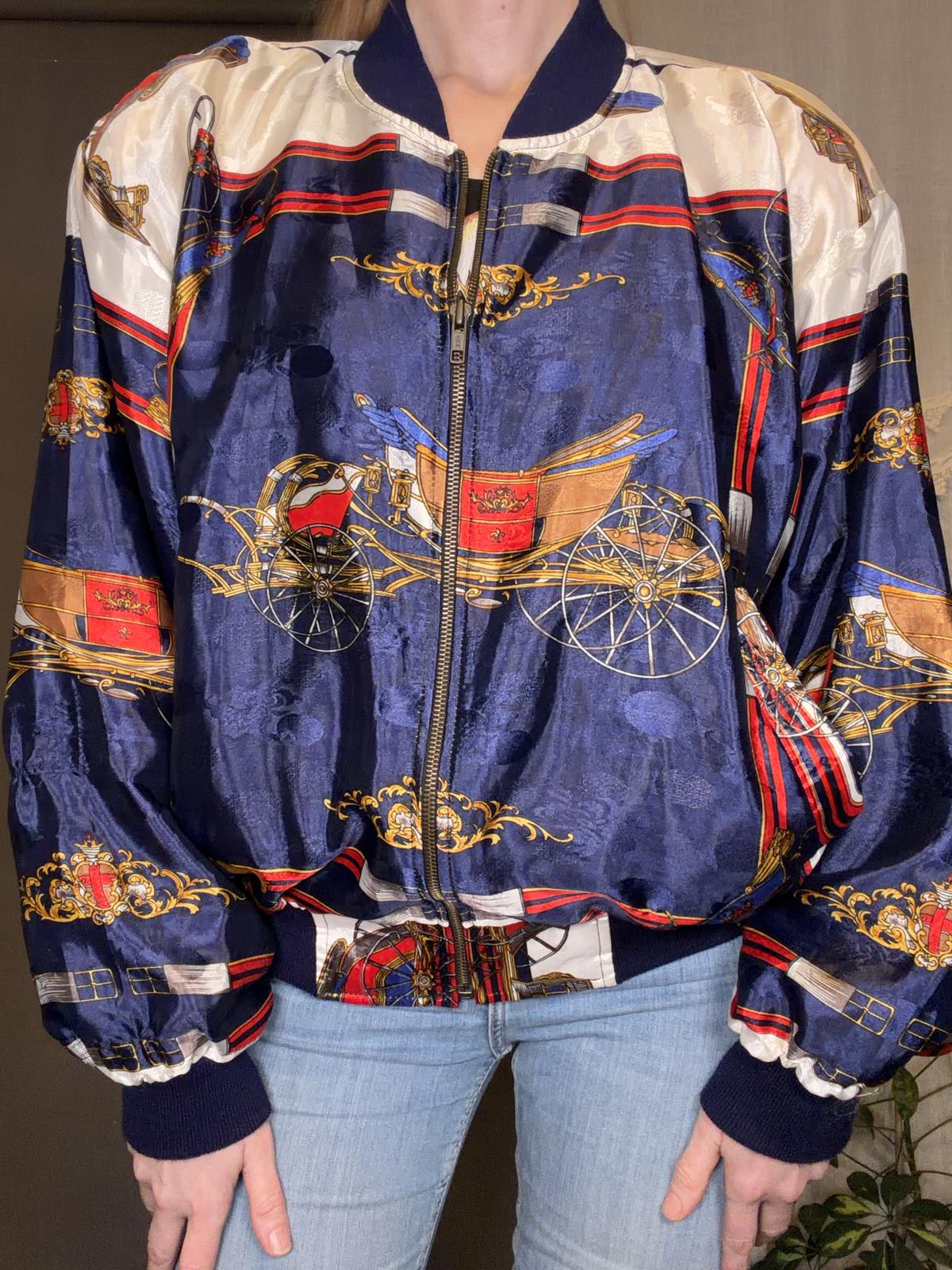 Vintage 1980s Bomber Jacket Oversized Shell Suit track top size 10 to 14
