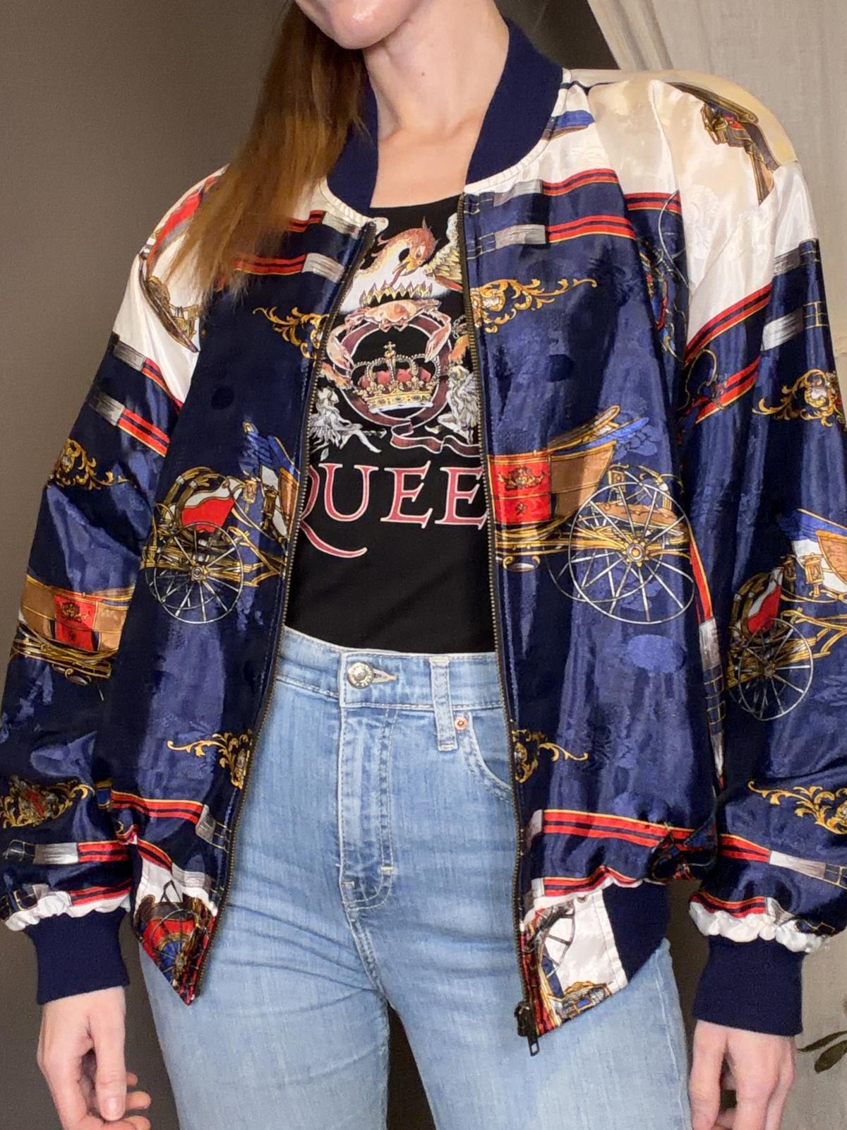 Vintage 1980s Bomber Jacket Oversized Shell Suit track top size 10 to 14