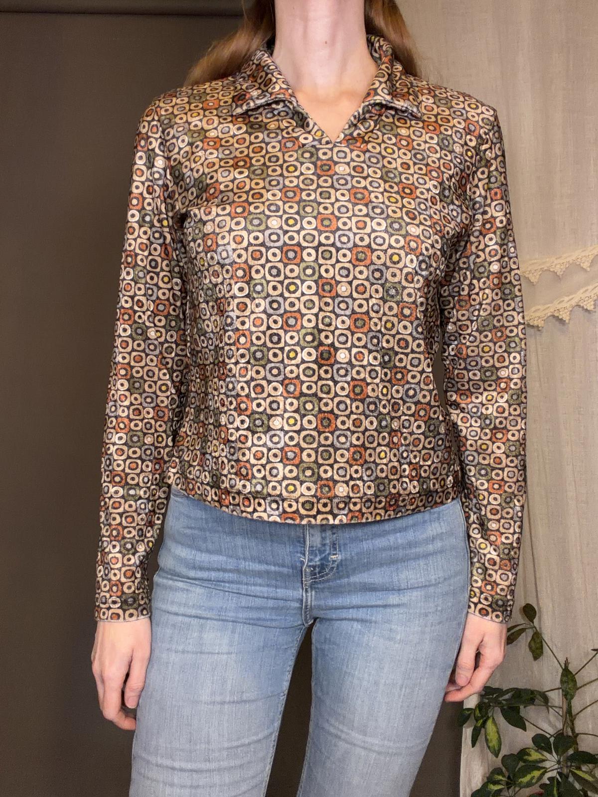 Vintage Y2K RoxyWear blouse Long Sleeve Retro Patterned Shirt size 12