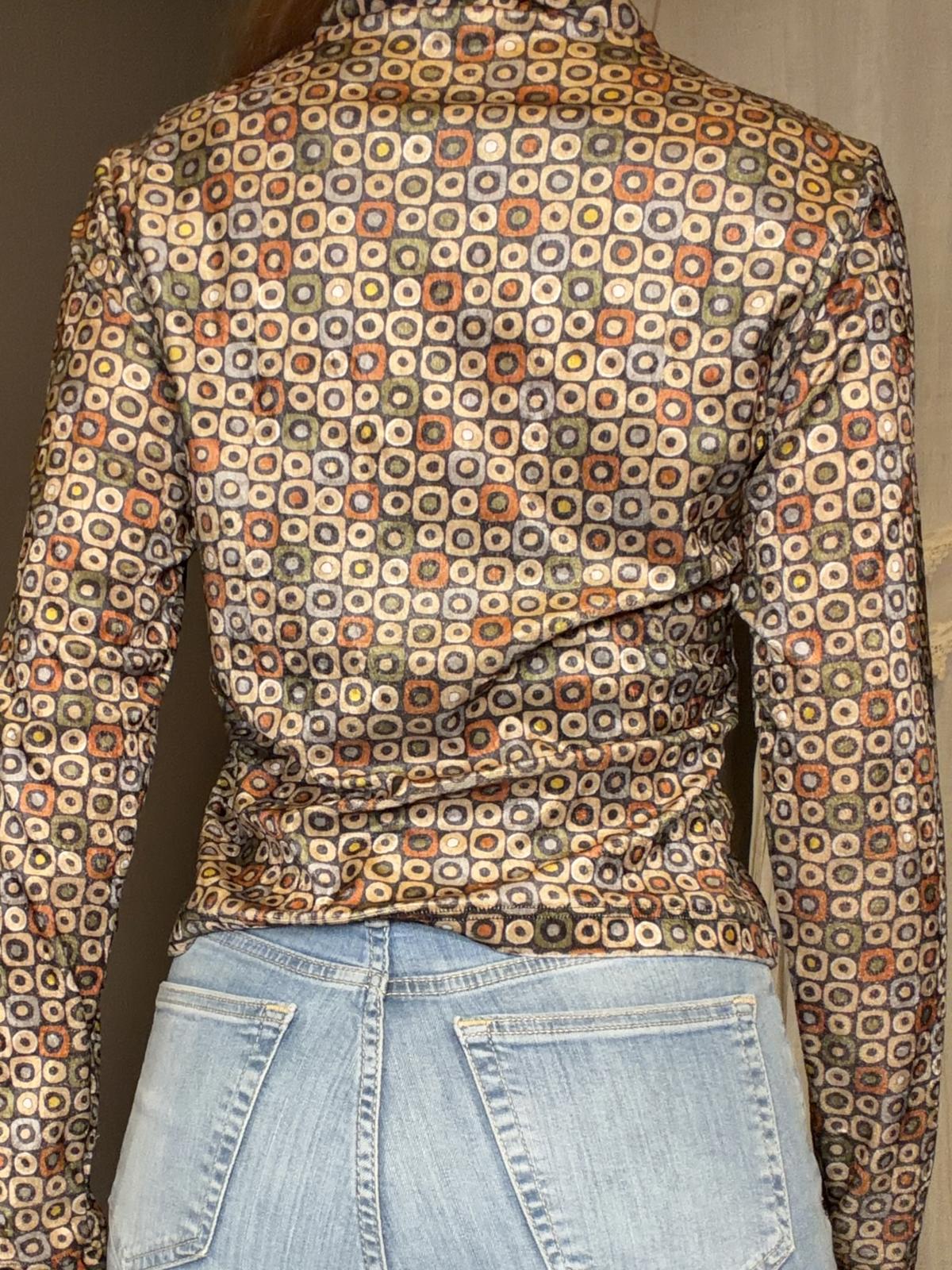 Vintage Y2K RoxyWear blouse Long Sleeve Retro Patterned Shirt size 12