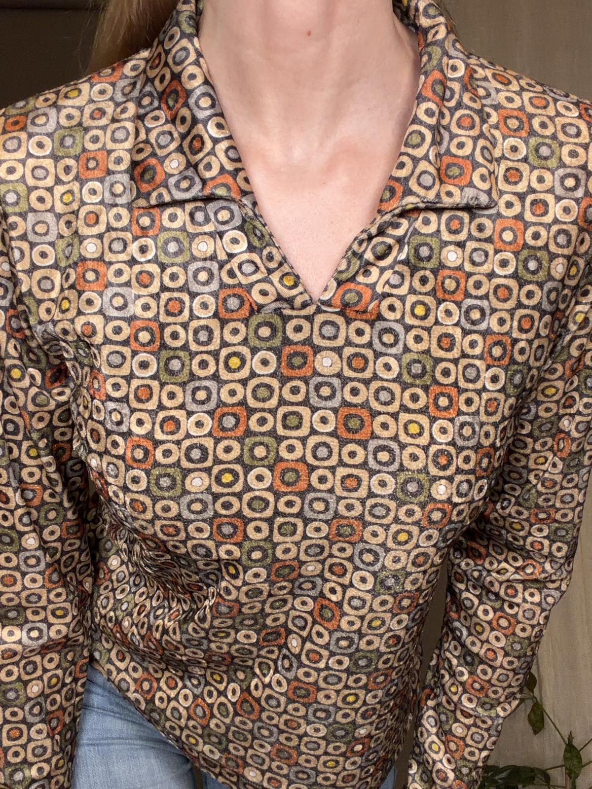 Vintage Y2K RoxyWear blouse Long Sleeve Retro Patterned Shirt size 12