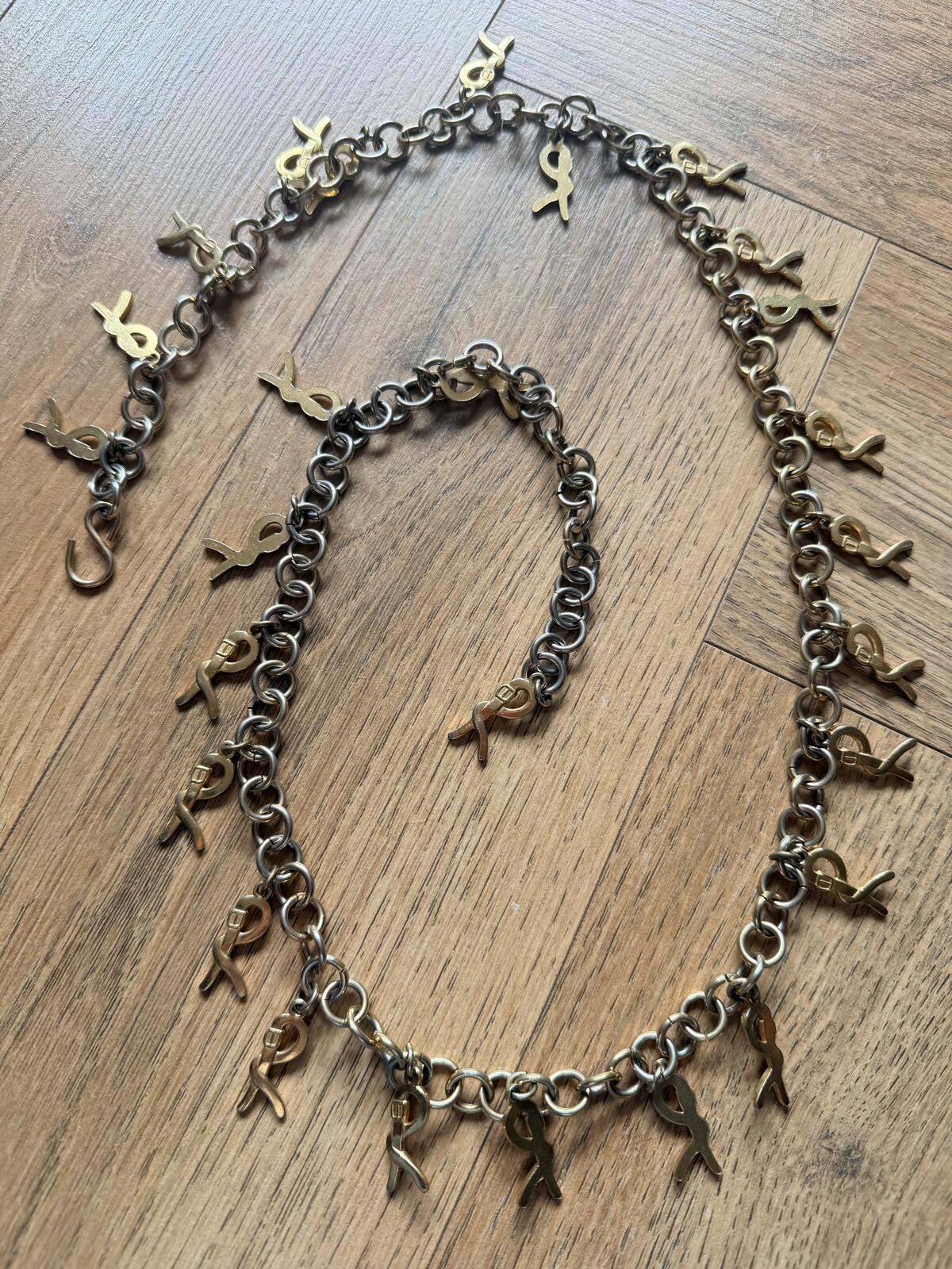 Vintage 1980s Chain Belt with Gold tone rope Charms 36"