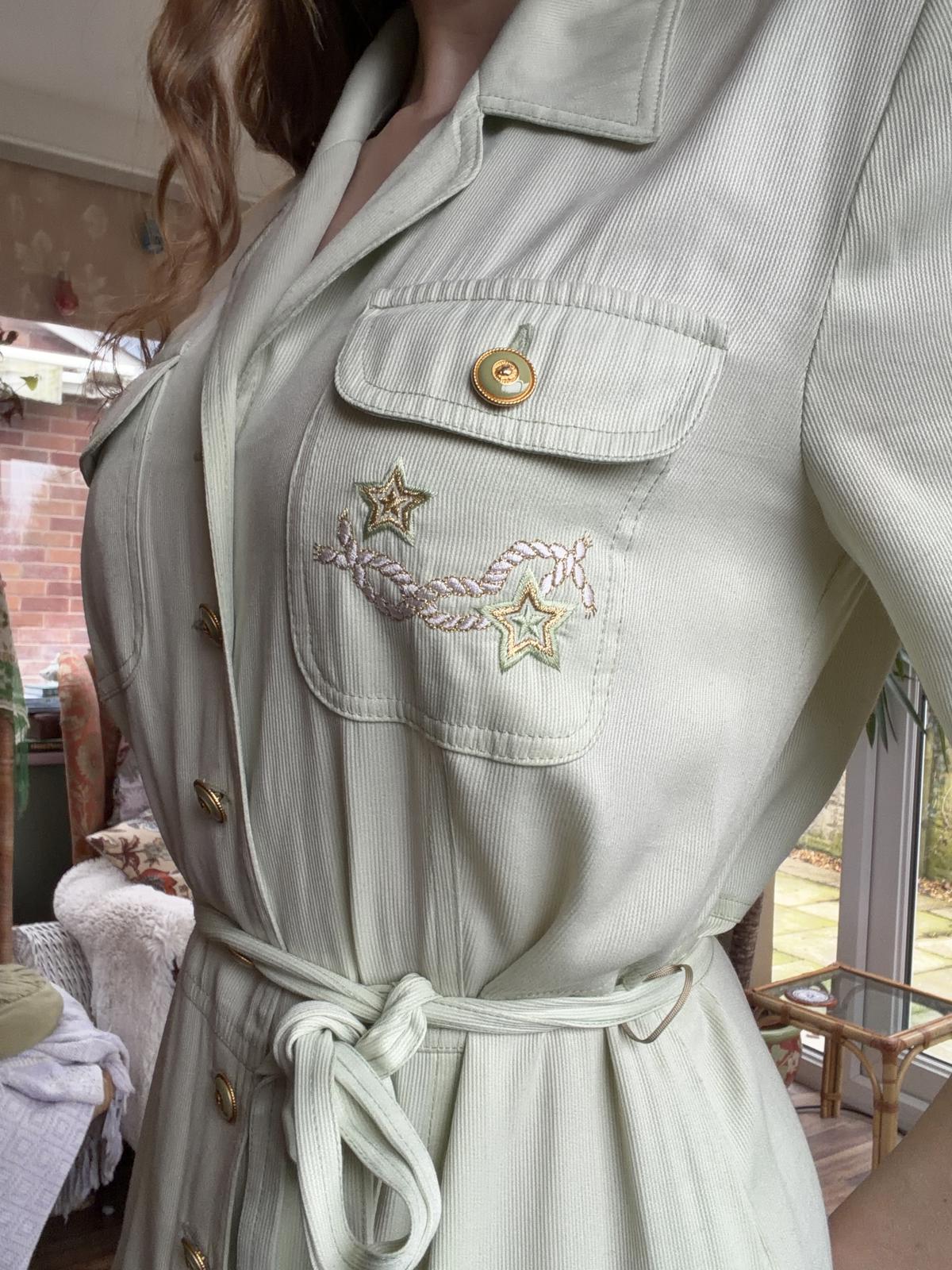 Vintage 1990s shirt dress size 8 10 by INA LIMA Button Up Midi Tie waist green