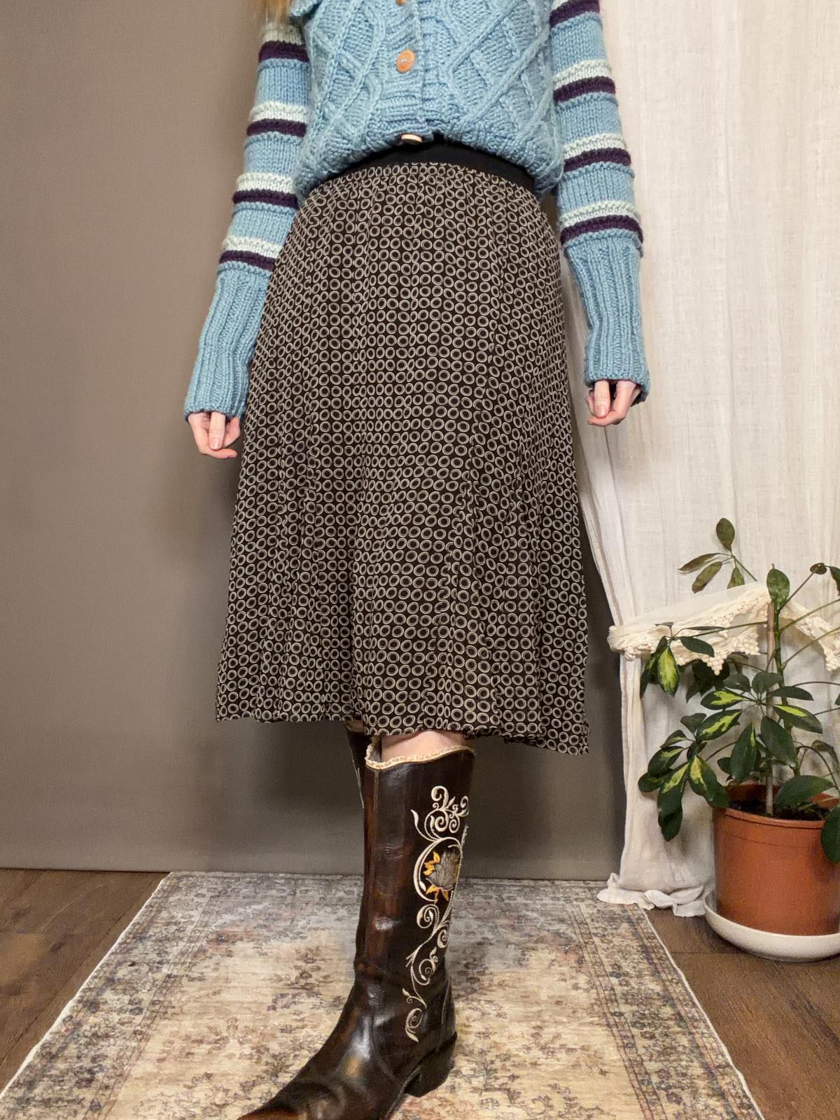 Vintage Y2K Midi Skirt Brown size 12 to 14 By East 5th A line floaty skirt