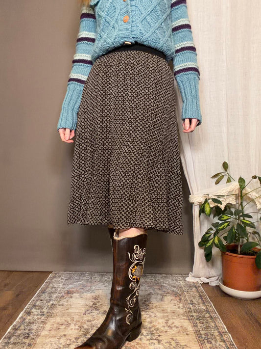 Vintage Y2K Midi Skirt Brown size 12 to 14 By East 5th A line floaty skirt