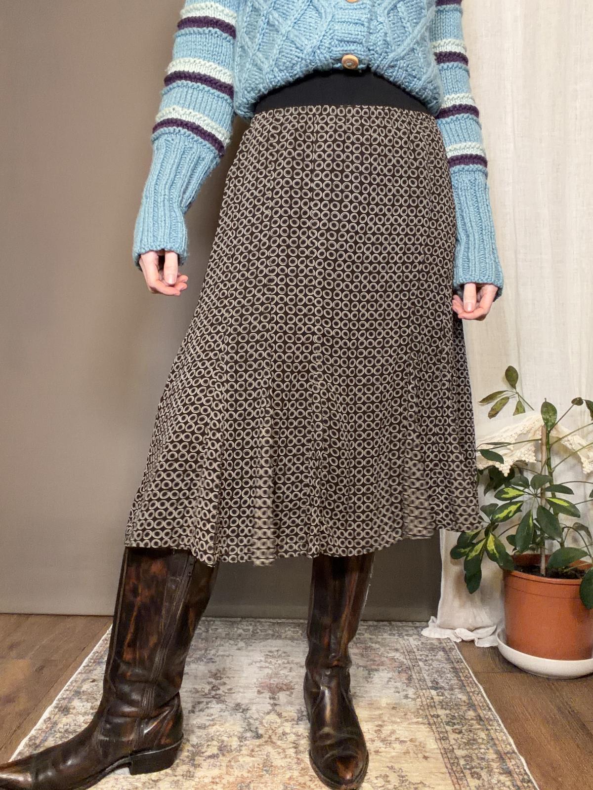 Vintage Y2K Midi Skirt Brown size 12 to 14 By East 5th A line floaty skirt