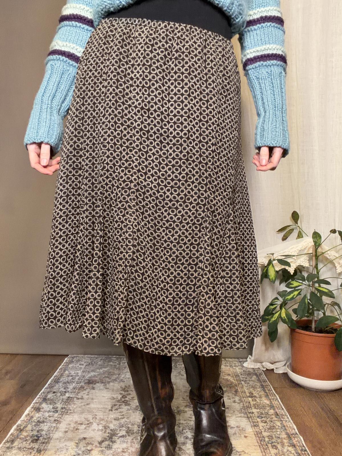 Vintage Y2K Midi Skirt Brown size 12 to 14 By East 5th A line floaty skirt