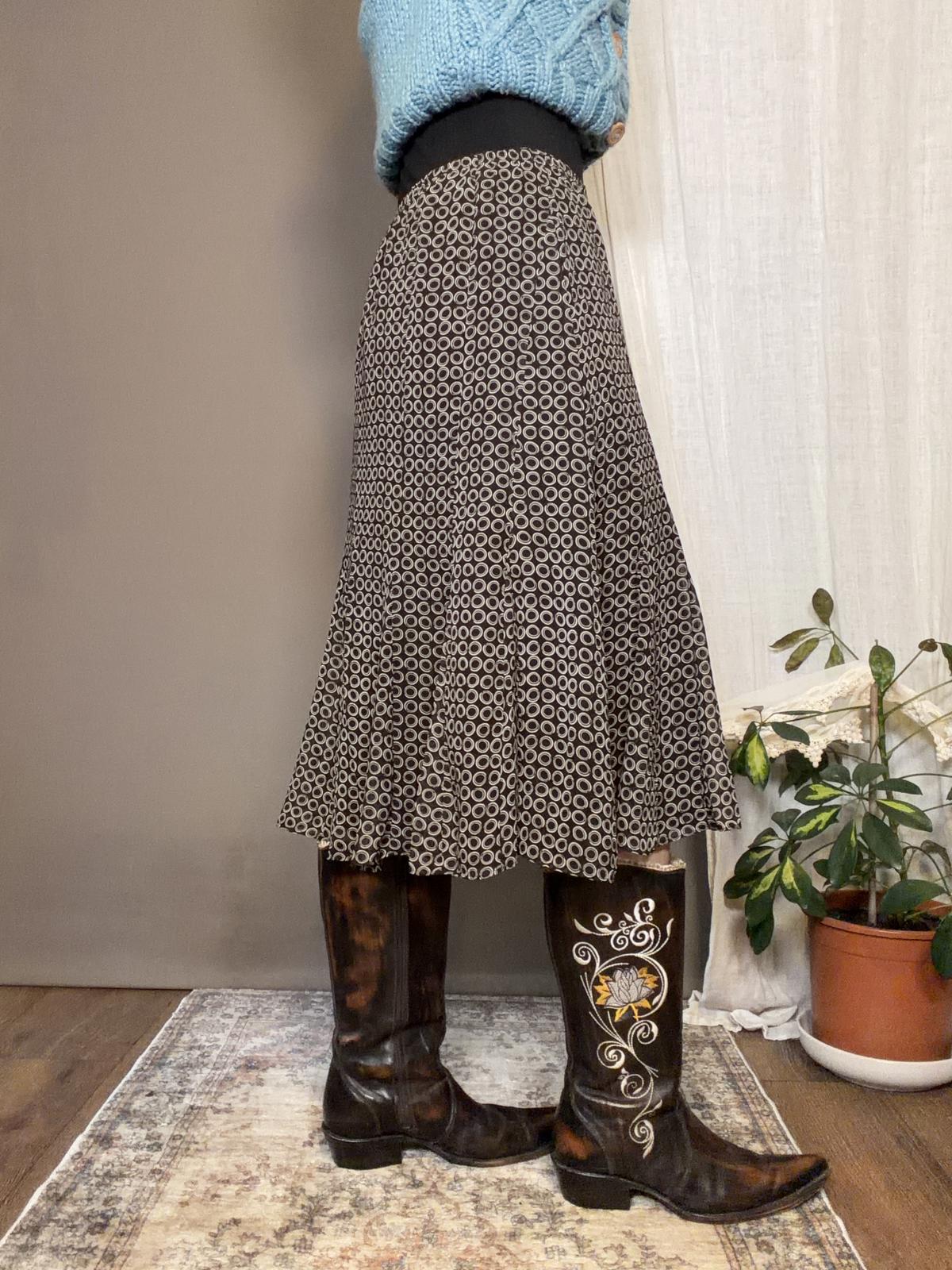 Vintage Y2K Midi Skirt Brown size 12 to 14 By East 5th A line floaty skirt