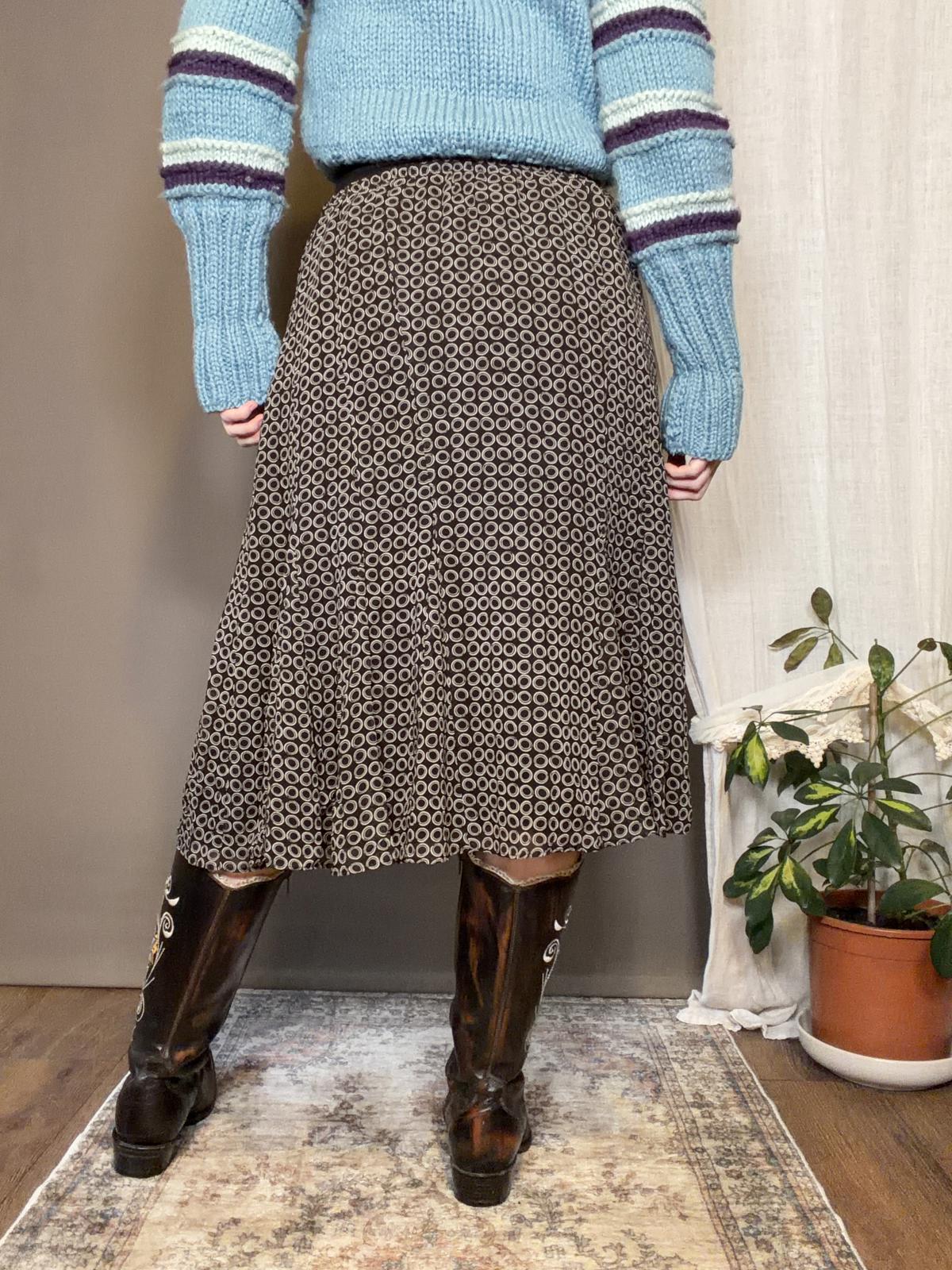 Vintage Y2K Midi Skirt Brown size 12 to 14 By East 5th A line floaty skirt