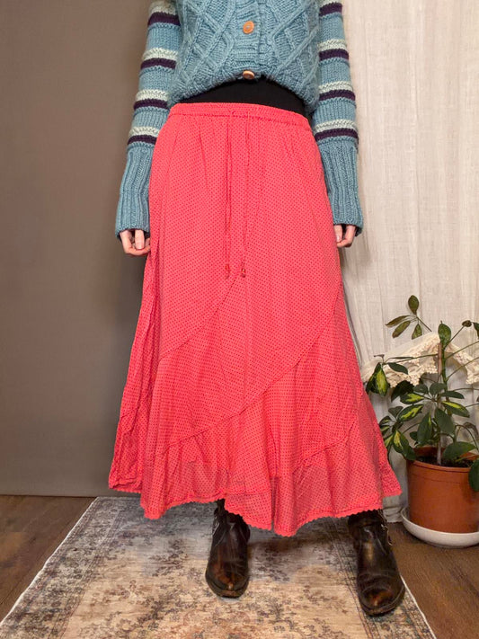 Vintage Y2K Maxi Skirt Pink Long Cotton Skirt Hippie Boho Summer Festival 16