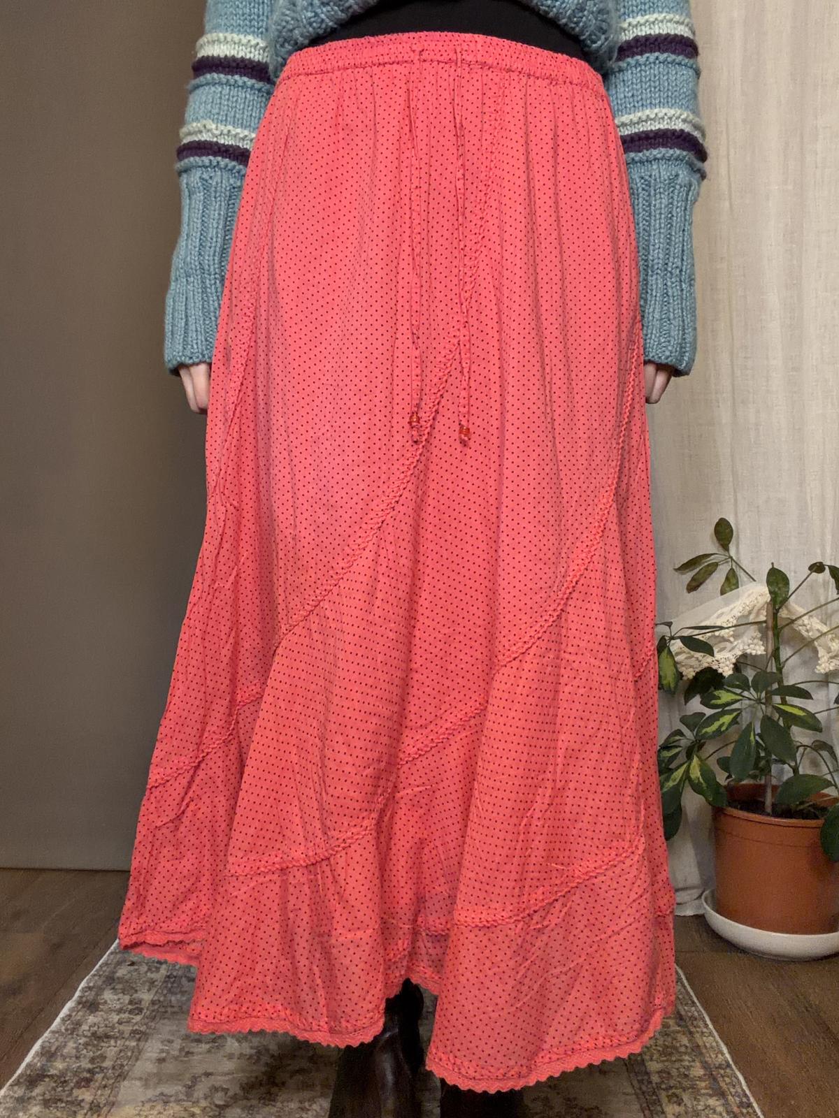 Vintage Y2K Maxi Skirt Pink Long Cotton Skirt Hippie Boho Summer Festival 16