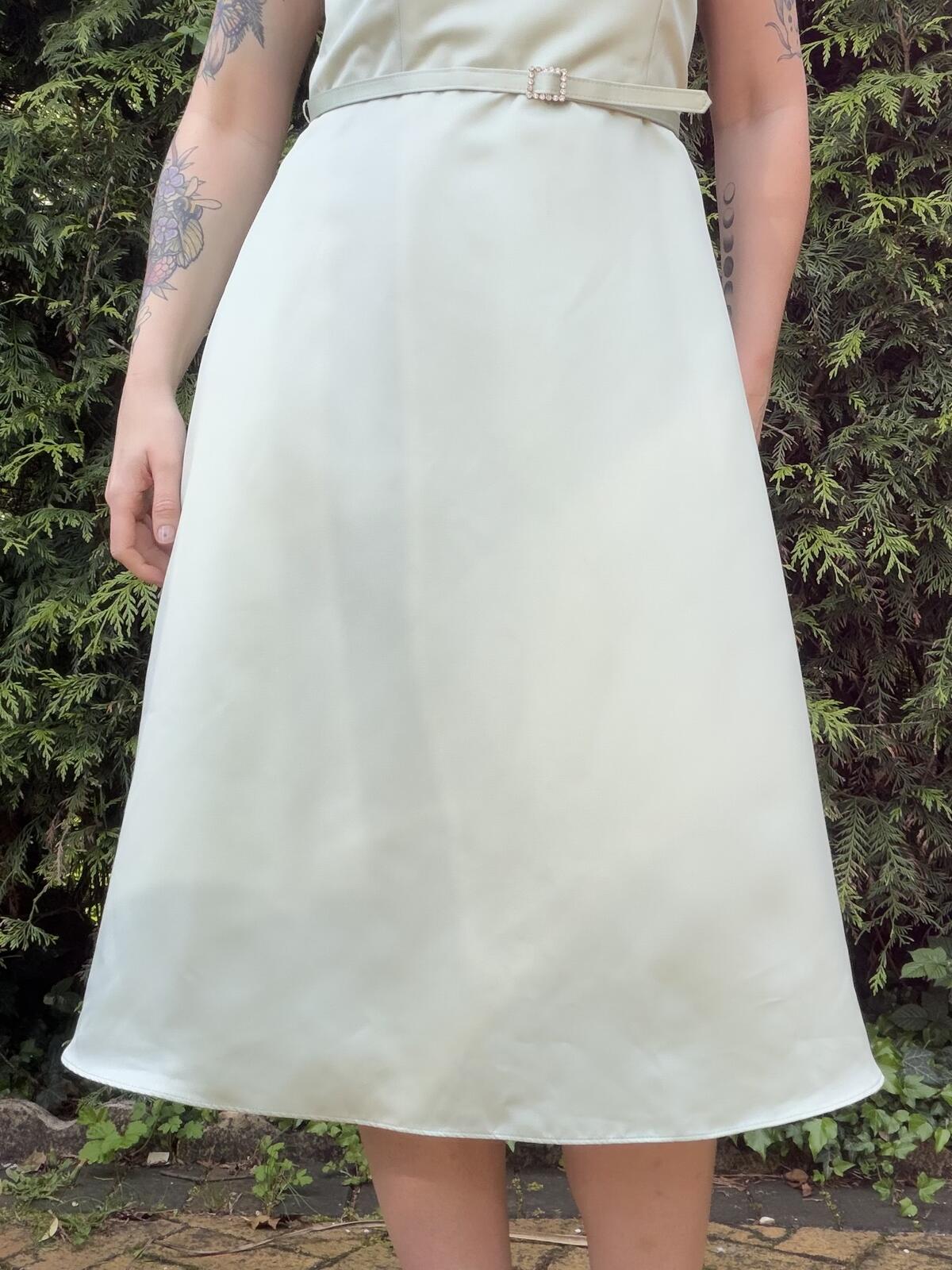 Vintage 1990s Prom Dress Midi Slip Dress with Belt By Alfred Angelo size 12