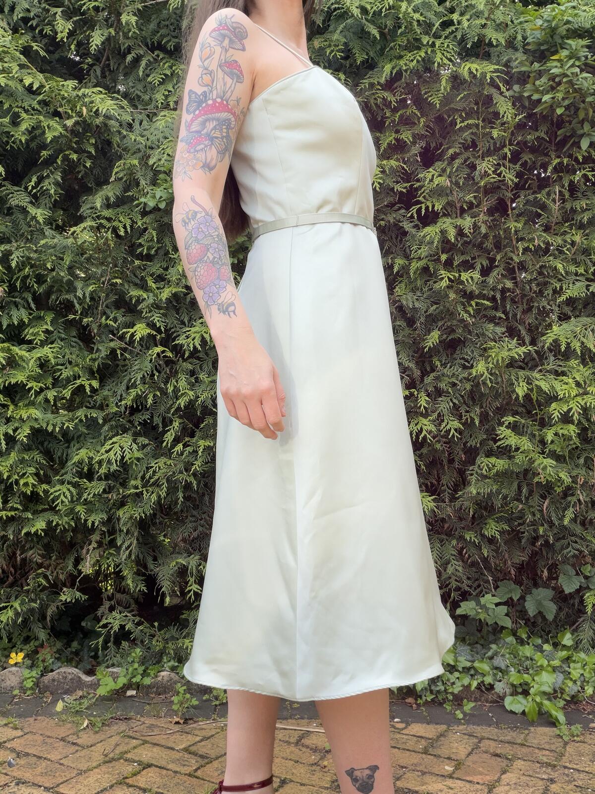 Vintage 1990s Prom Dress Midi Slip Dress with Belt By Alfred Angelo size 12