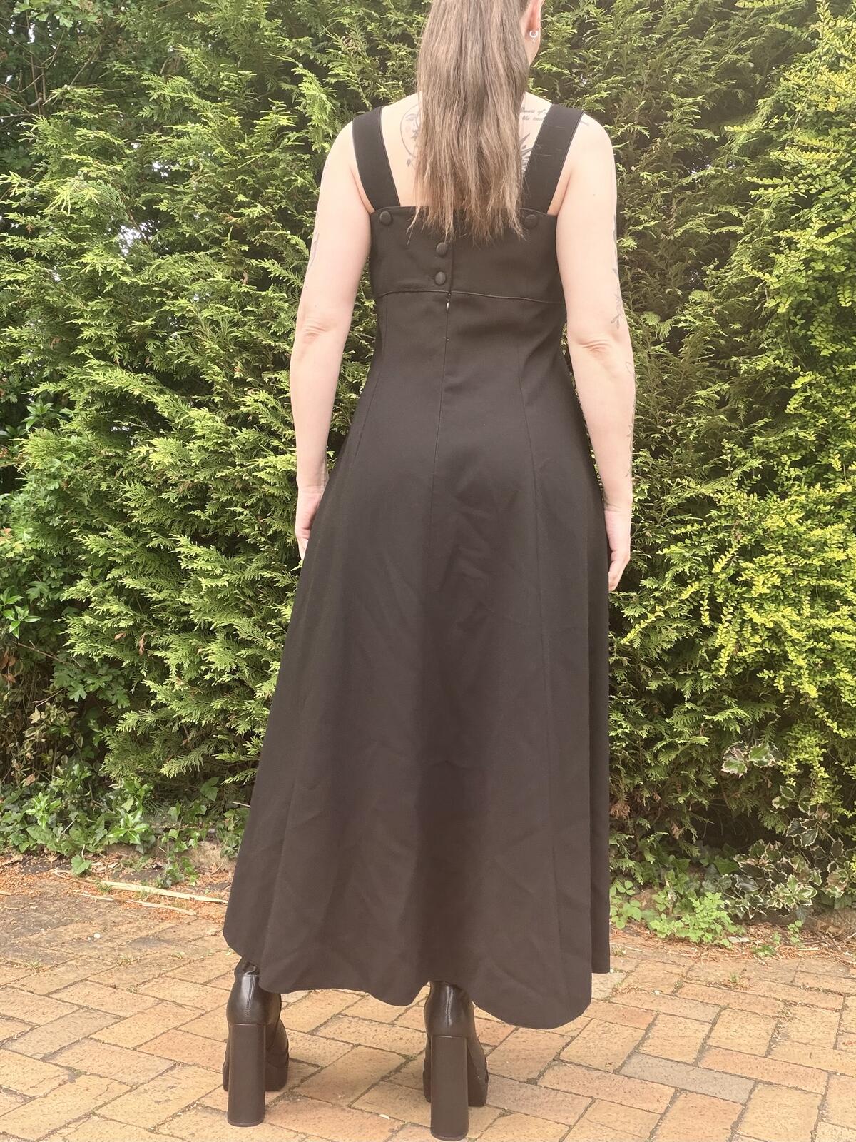 Vintage 1990s Black Dress Floaty Sleeveless Maxi Dress with Wide Straps Size 14