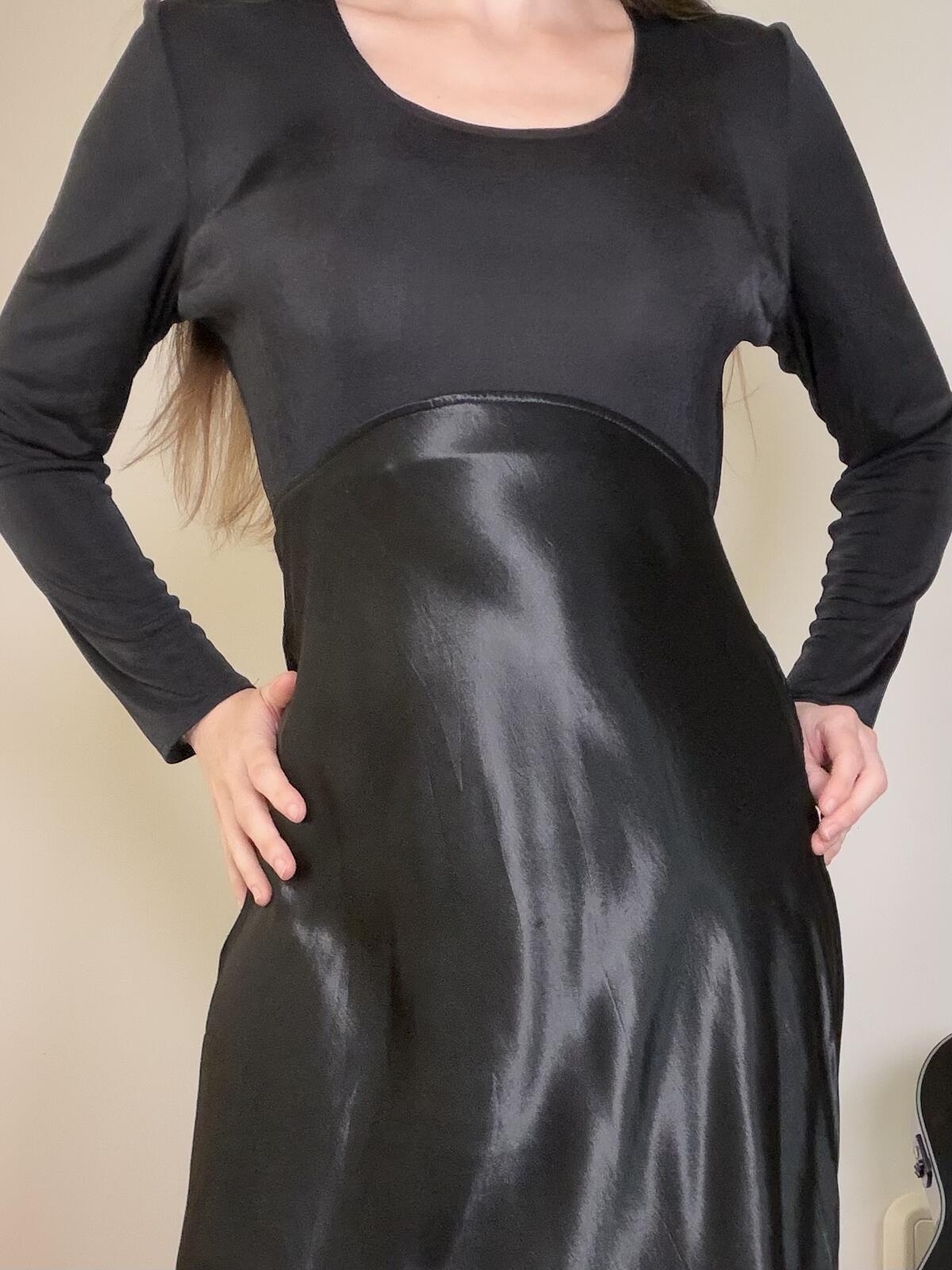 Vintage 1970s Maxi Dress Black Long Sleeve Whimsigoth Cocktail Dress Size 14