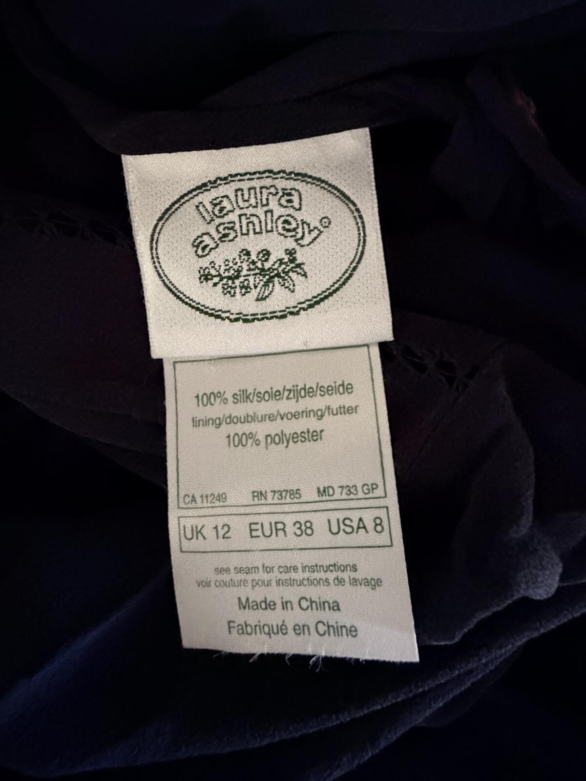 Vintage Laura Ashley dress 100% silk long floaty whimsigoth maxi black size 12
