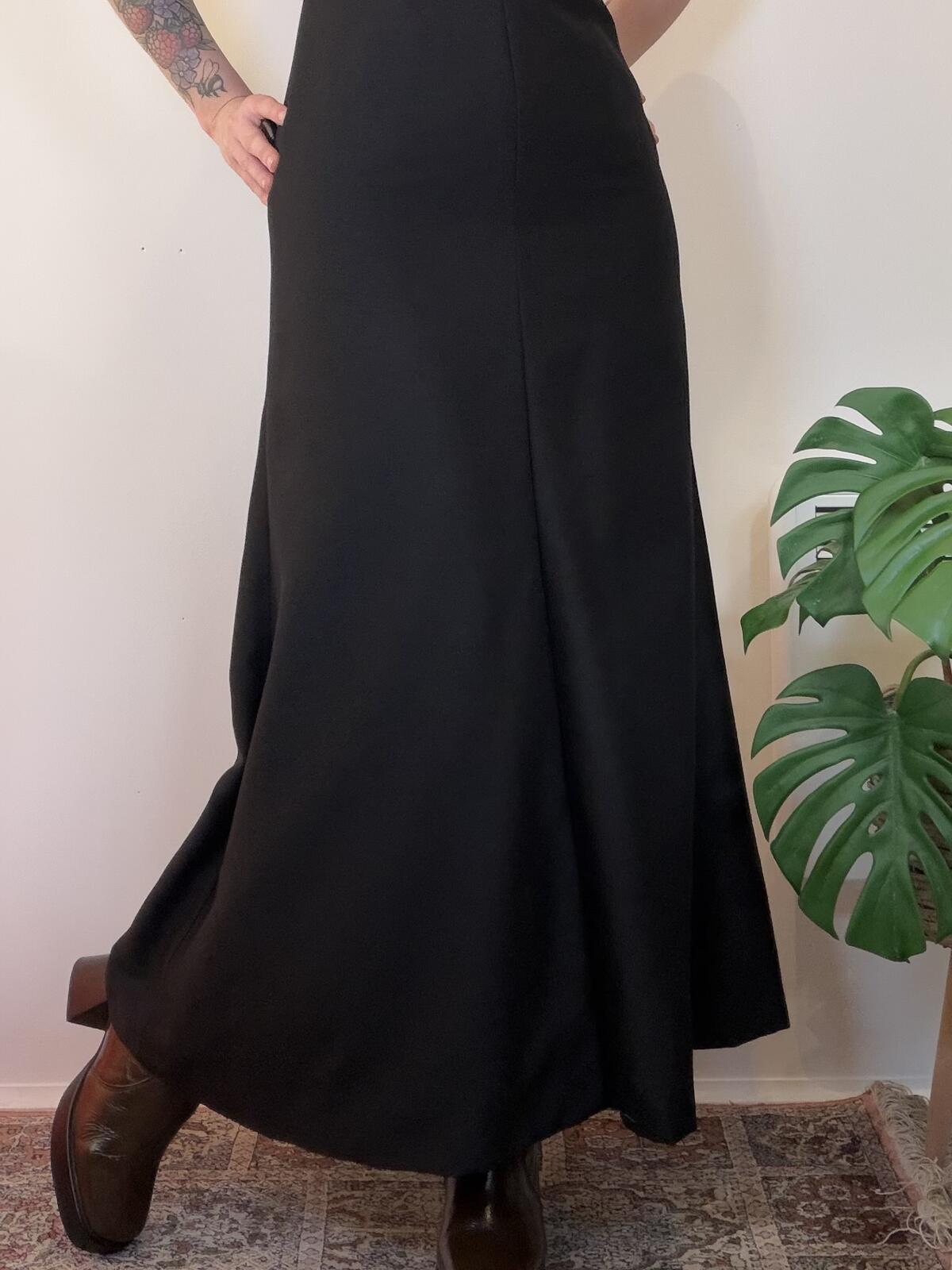 Vintage 1980s cocktail Dress Black Maxi Dress with Sequin Detail Bust Size 8