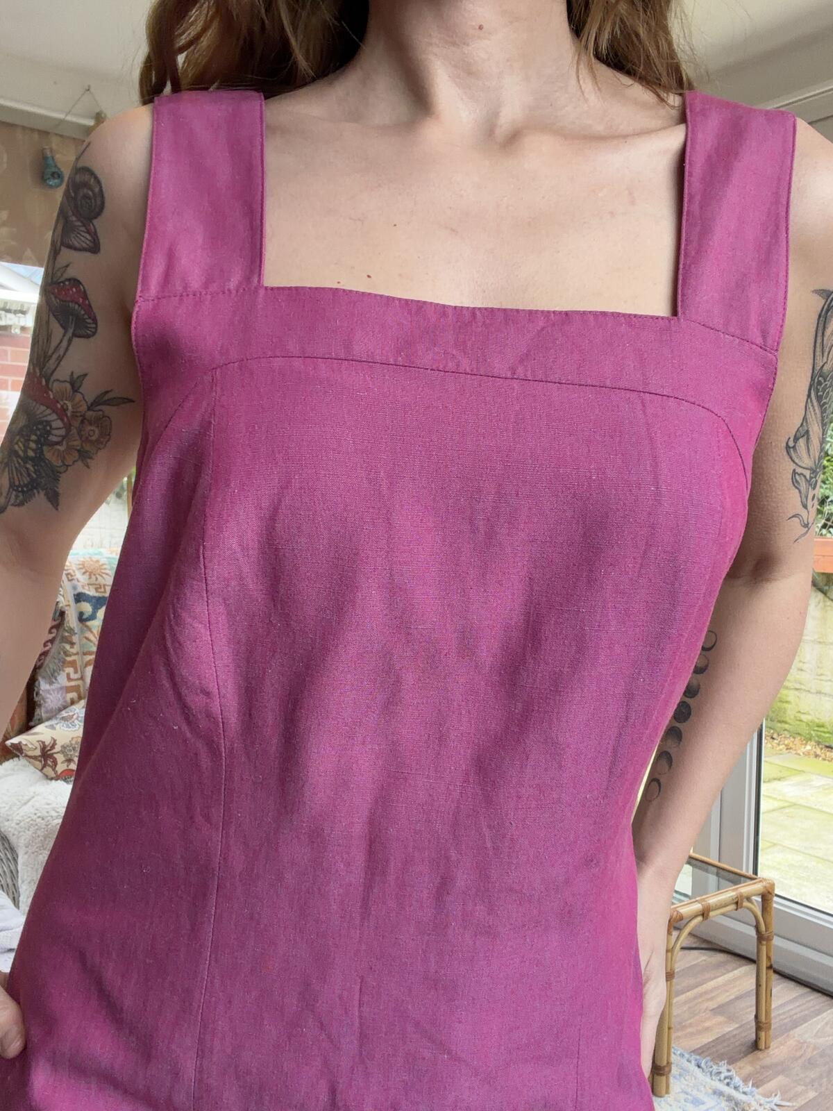 Vintage 1970s Maxi Dress Long summer Dress with Side Slit Pink size 12