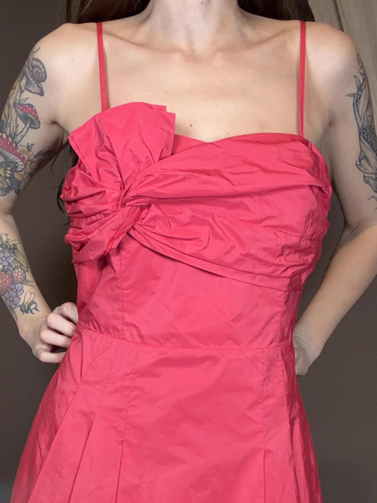 Vintage Y2K Party Dress Spaghetti Strap Dress with Bow Detail Pink Size 12
