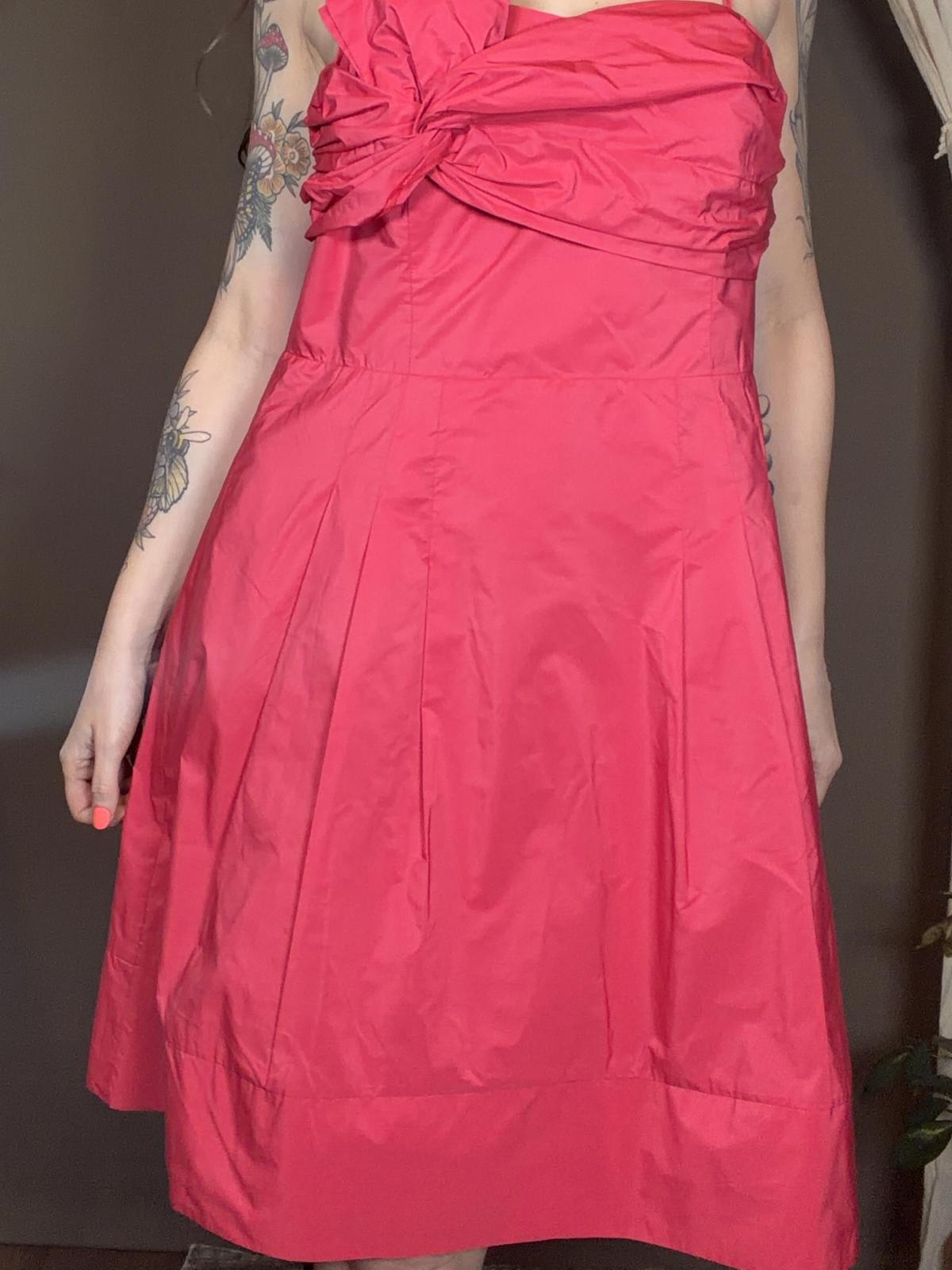 Vintage Y2K Party Dress Spaghetti Strap Dress with Bow Detail Pink Size 12